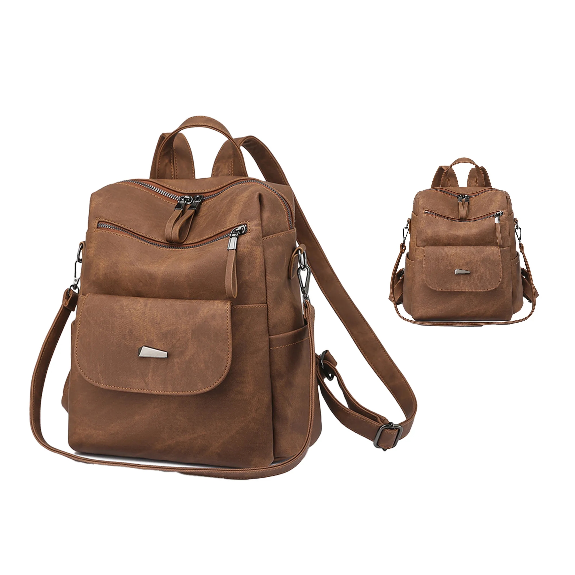 PU Leather Convertible Backpack 8