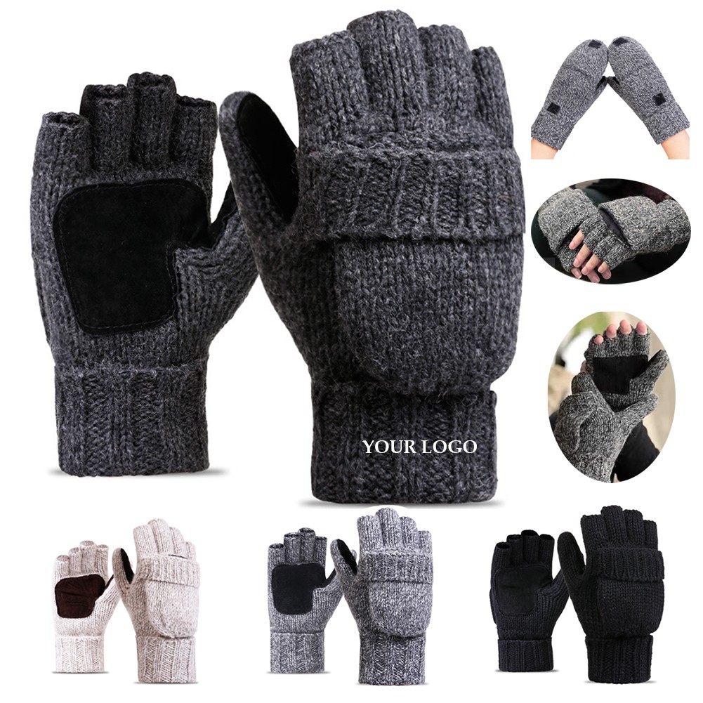 Wool Blend Crochet Convertible Fingerless Gloves with Mitte 4