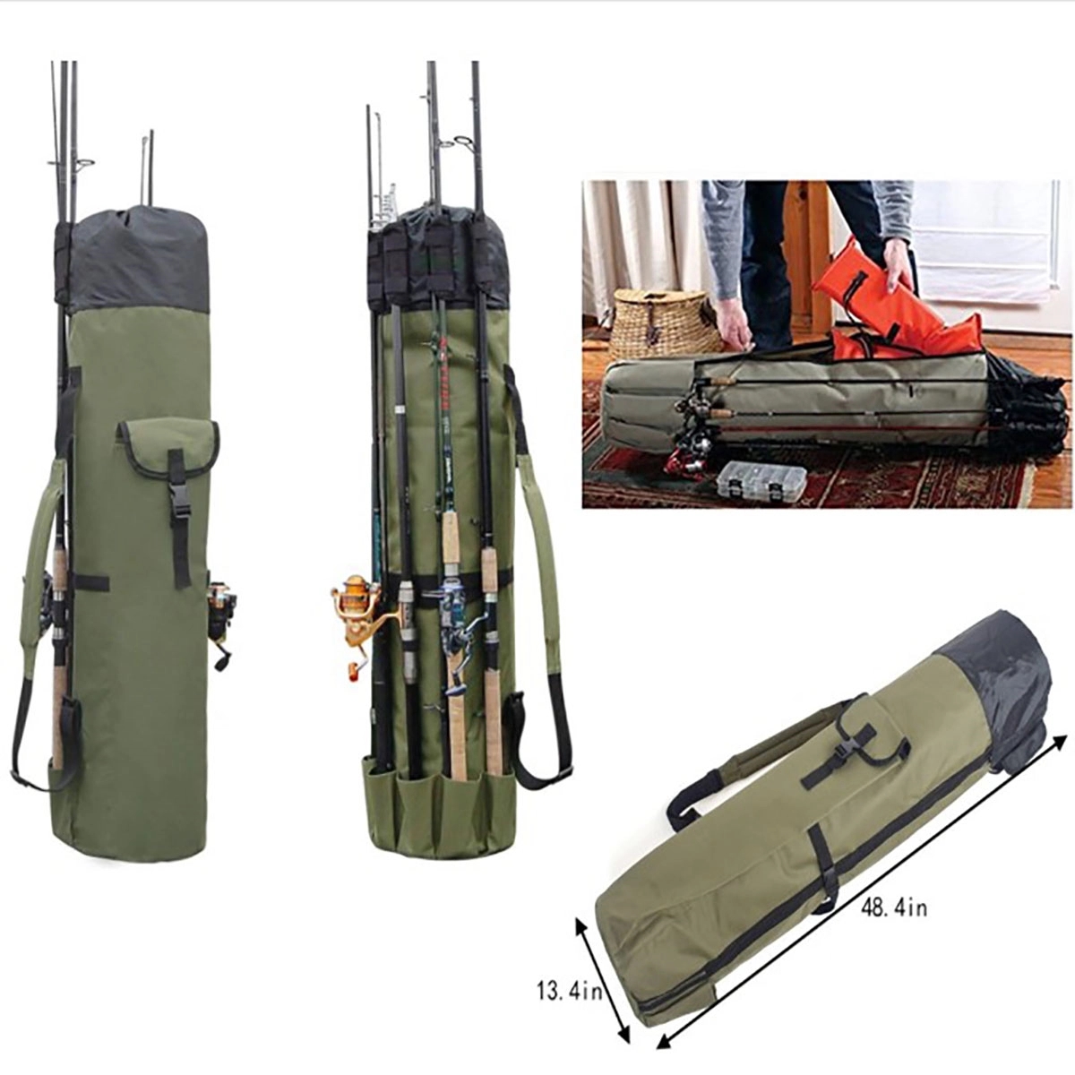 Durable Canvas Fishing Rod & Reel Organizer Bag 4
