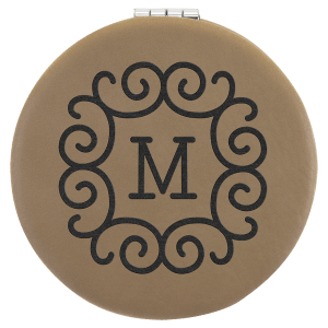 2 1/2" Laserable Leatherette Compact Mirror 10