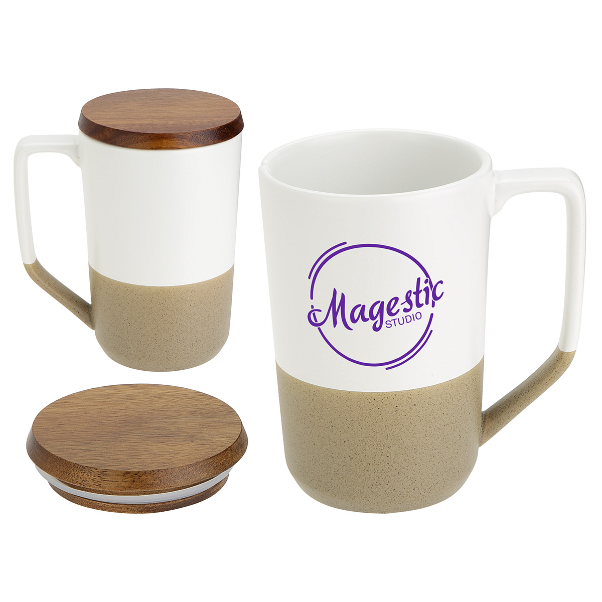 Bellaria 15 oz Ceramic Mug with Wood Lid 7