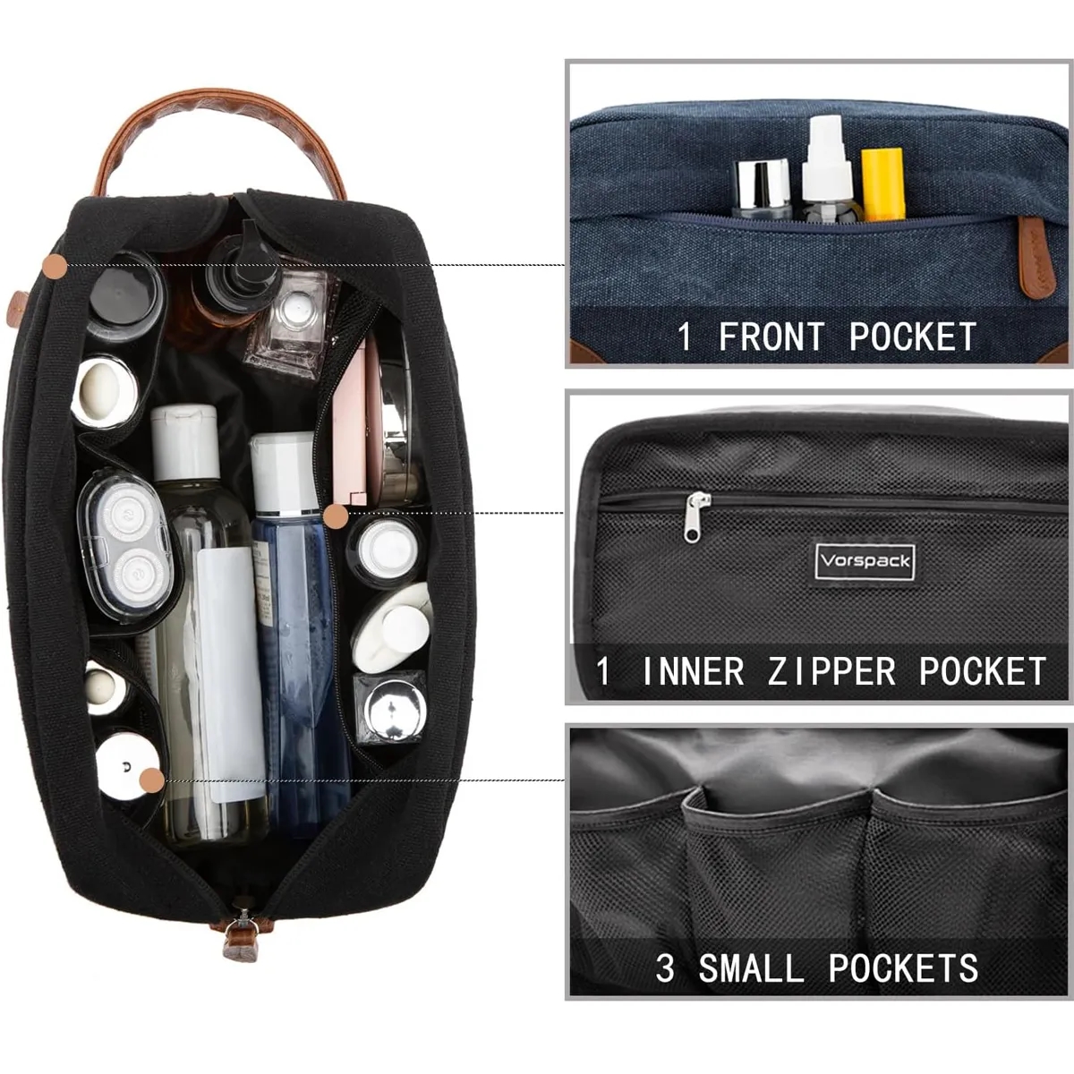 Canvas Toiletry Bag Hanging Dopp Kit Unisex 2