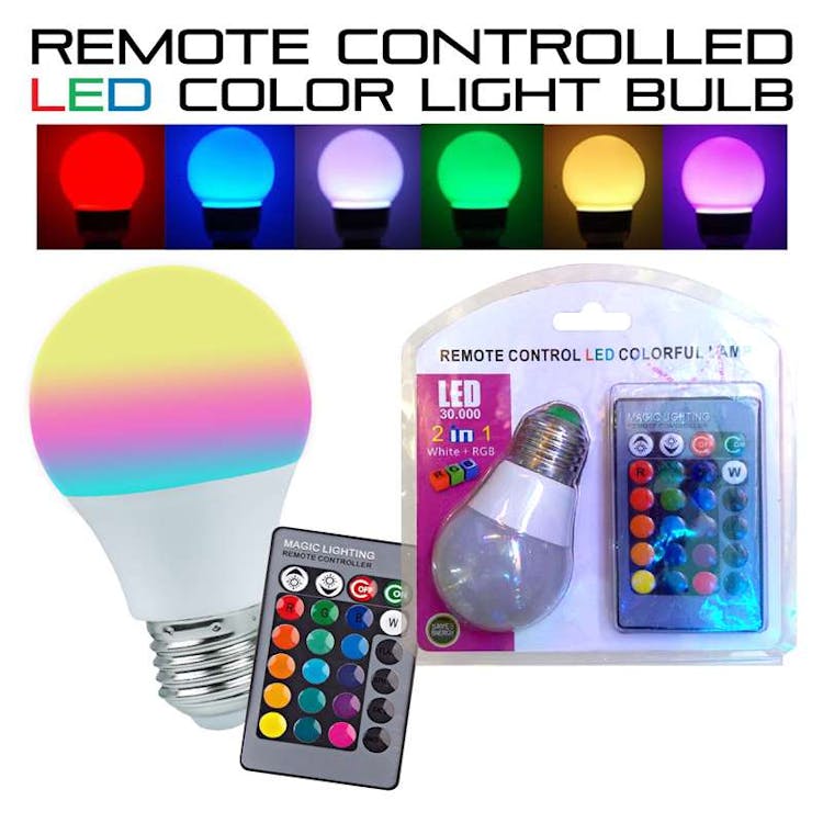Remote-Control LED Colored Light Bulbs, promotional household item with logo imprint 2