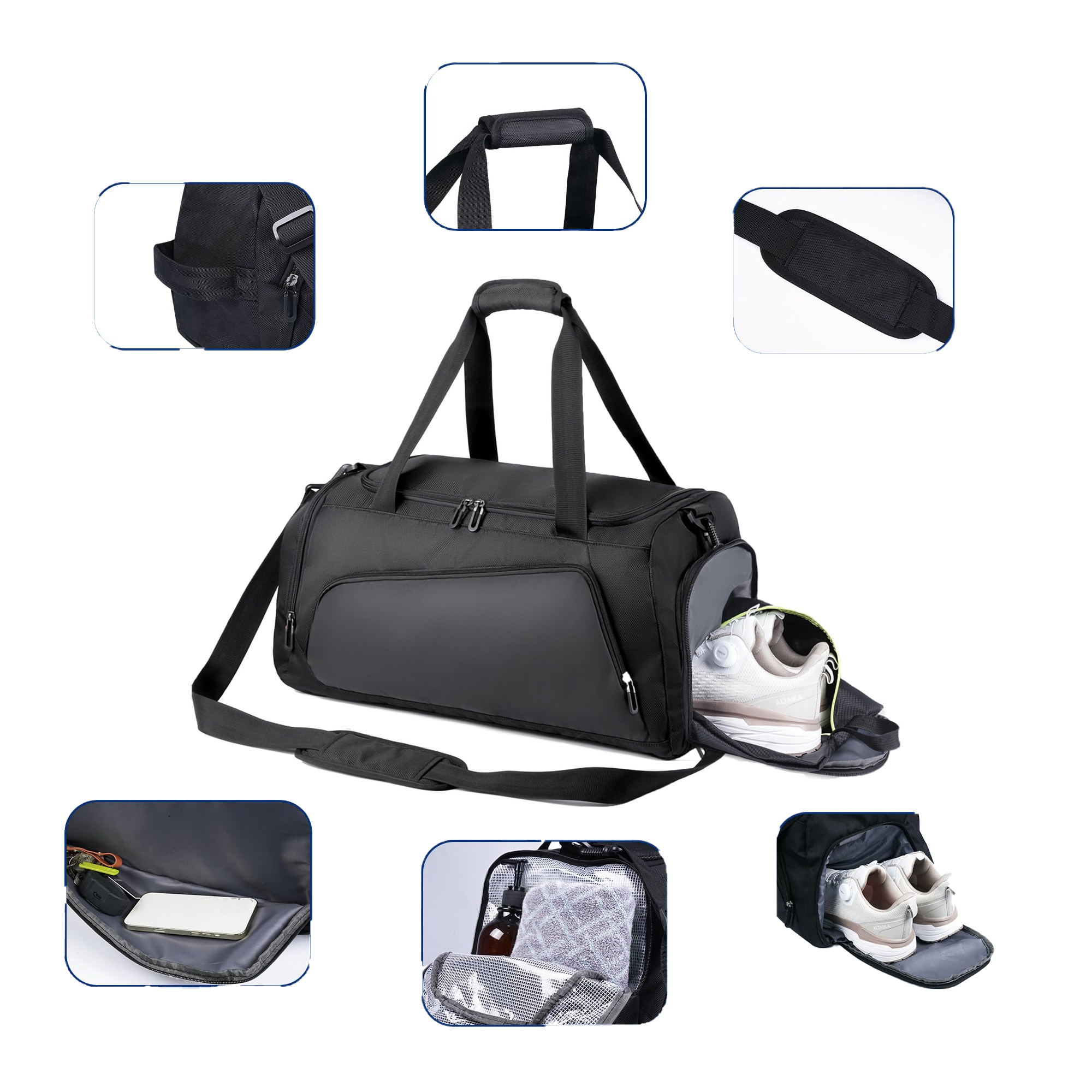 Waterproof Oxford Travel Duffel Bag with Multi-Pocket Design 8