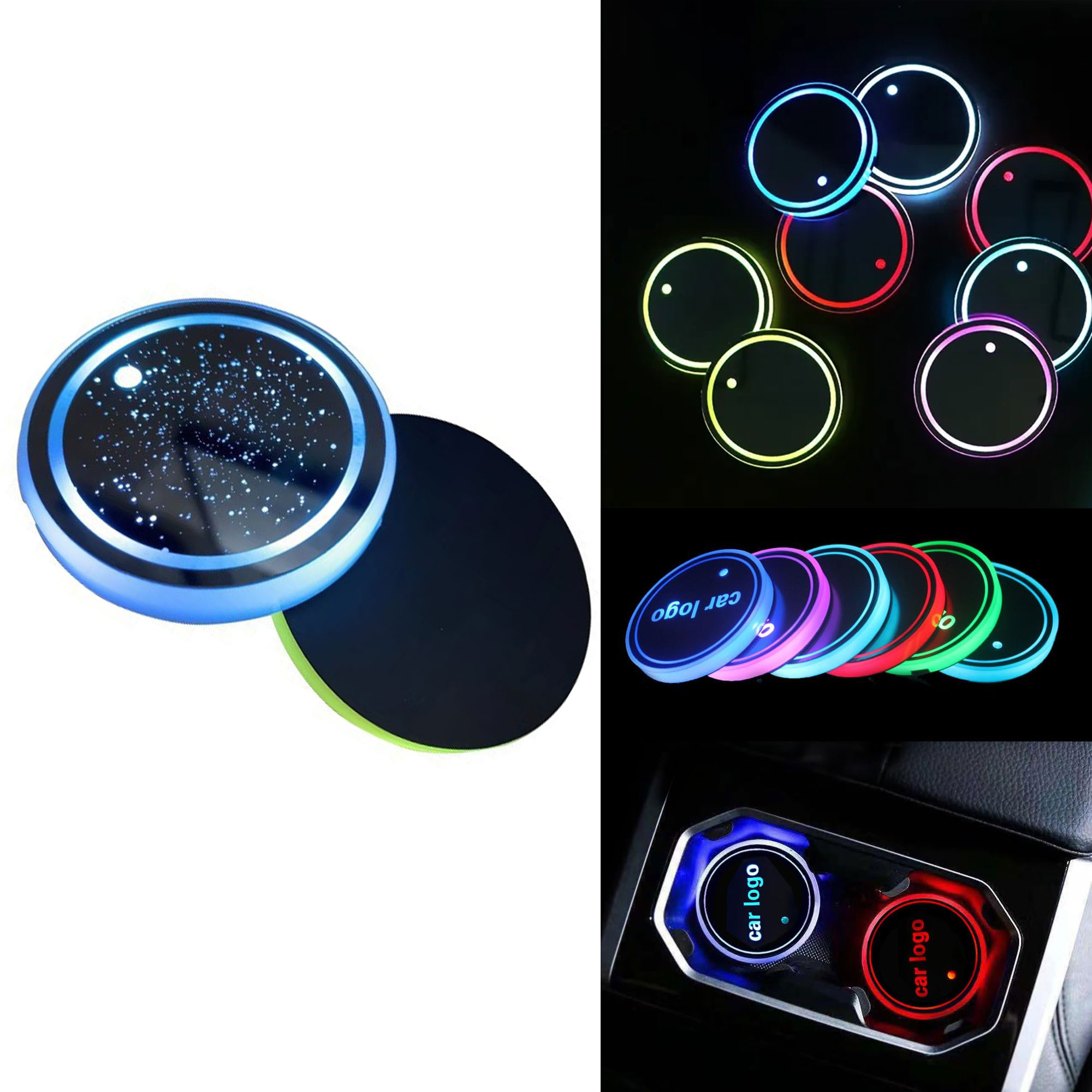 2 PCS Atmosphere Light Coaster For Car 3