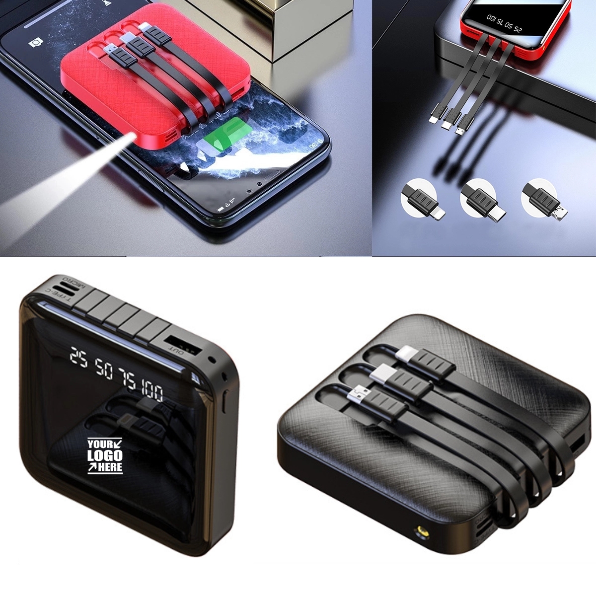 LED 3-in-1 10000 mAh Mini Portable Power Bank 3