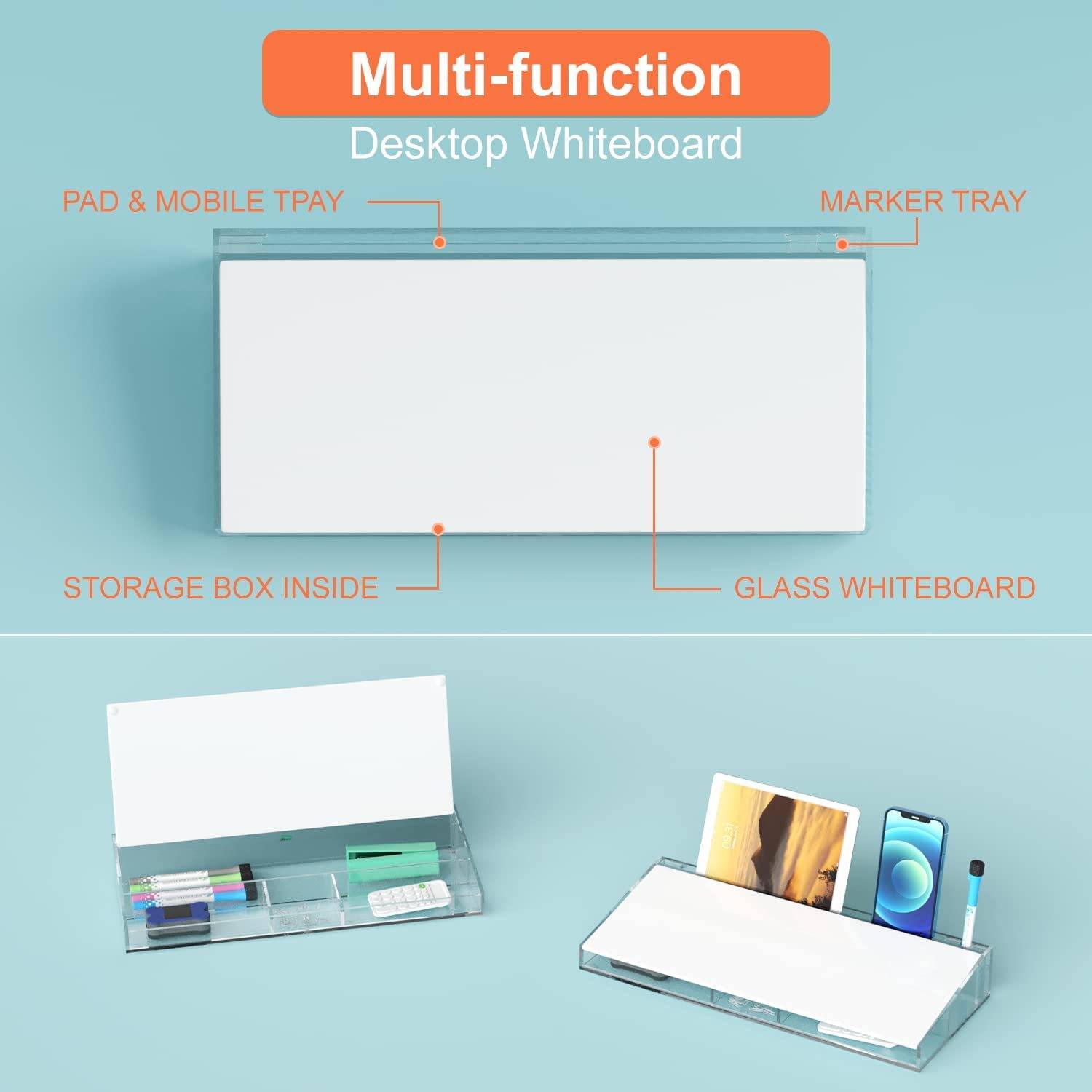 Desktop Whiteboard Dry-Erase-Board Computer Keyboard Stand 2