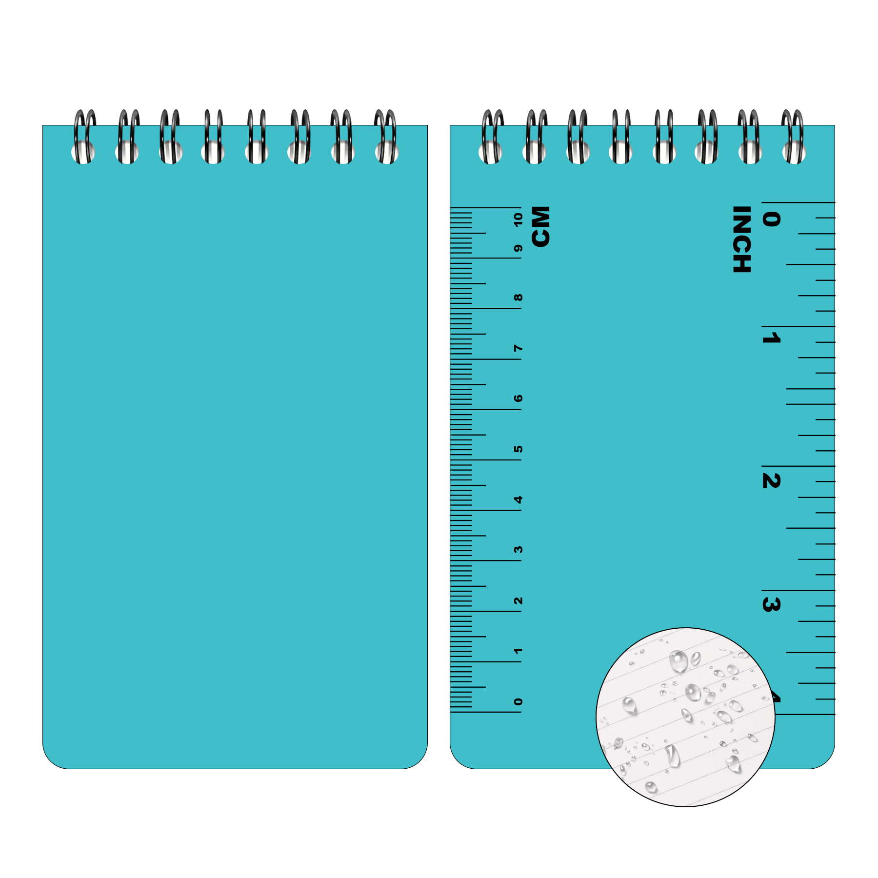 Portable Waterproof Mini Coil Notebook With Scale (50 Sheet ) 2
