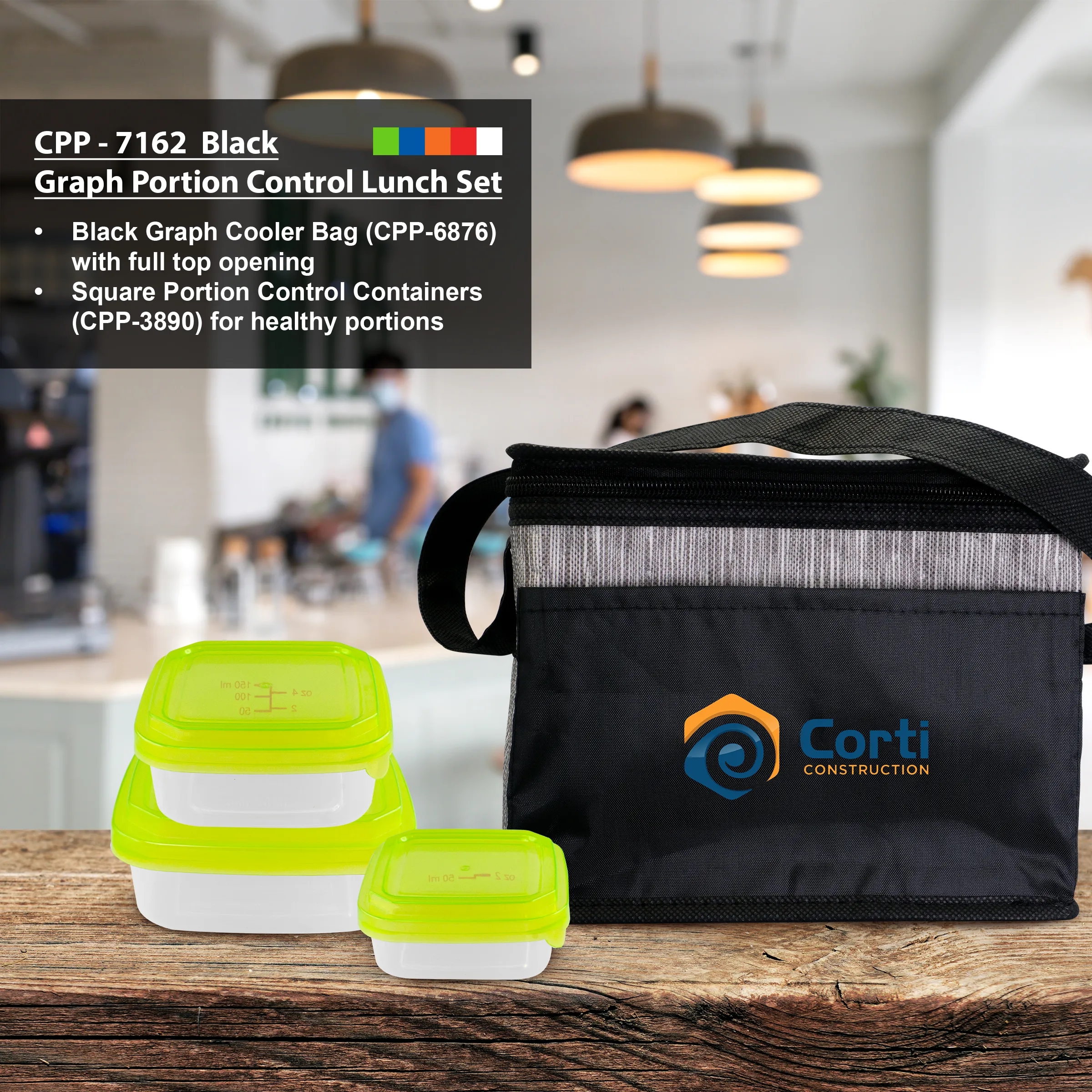 Black Graph Portion Control Lunch Set 6