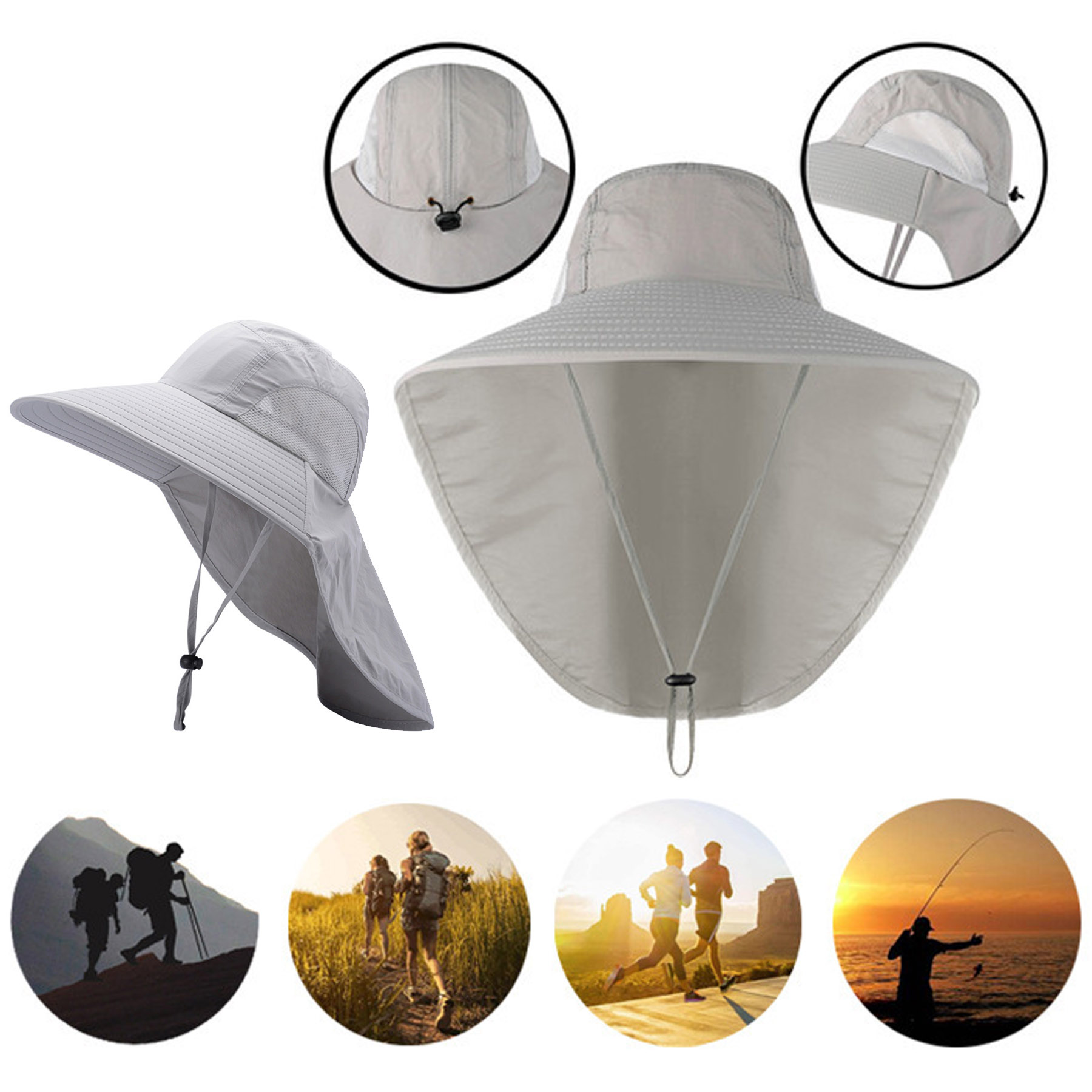 Mesh Breathable Fisherman Hat With Neck Flap And Wide Brim 2