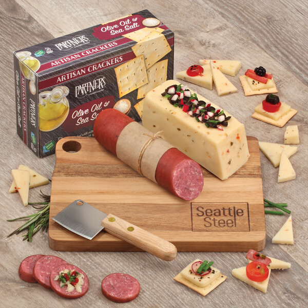 SALE - Gourmet Shelf-Stable Assortment with Acacia Charcuterie Serving Board
