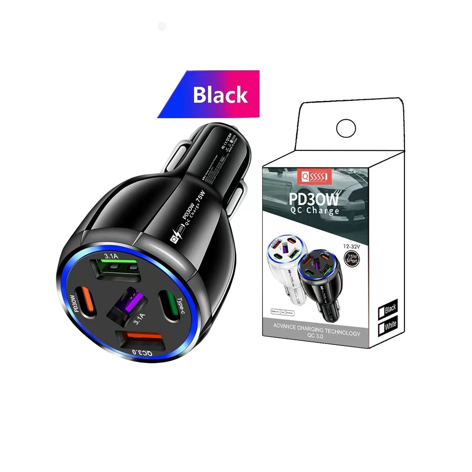 75W 5-in-1 Dual-Port Car Charger 2