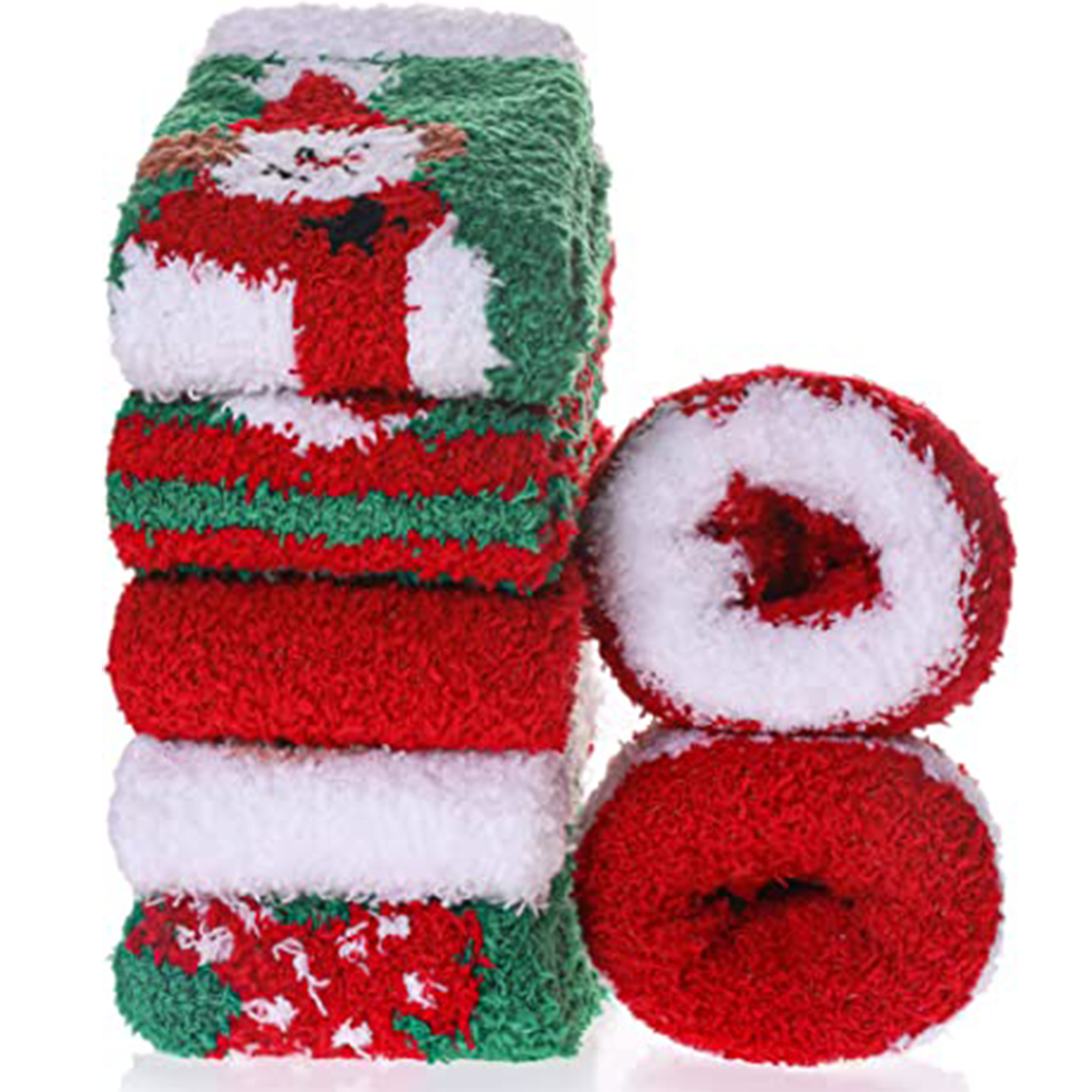 Santa Custom Fuzzy Feet Socks MOQ 100pairs 3