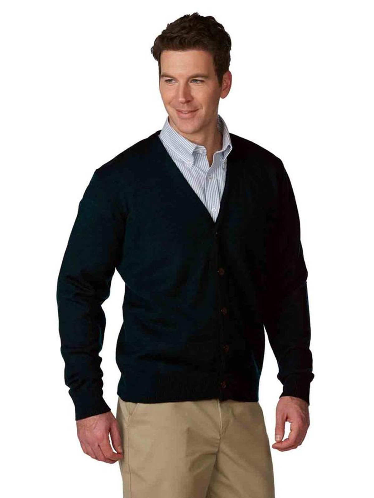A+ Uniforms - Unisex Jersey Knit 5-Button V-Neck Cardigan Sweater 1