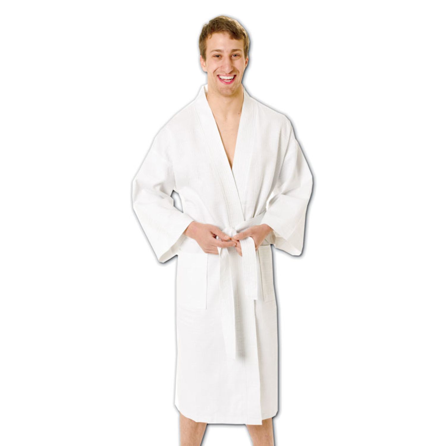 100% Cotton Italian Waffle Weave Bath Robe USA Decorated