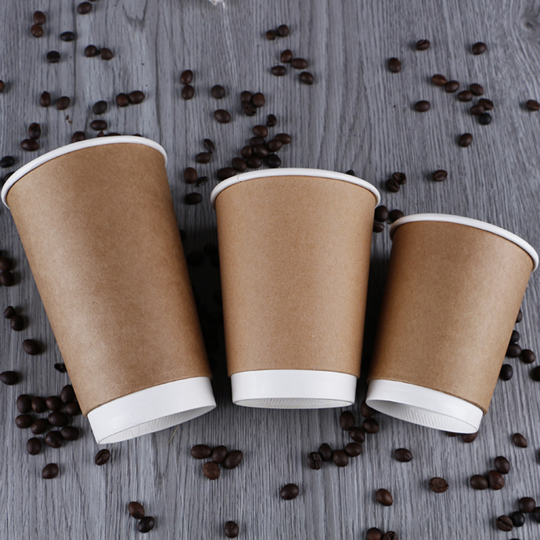 Kraft Paper Insulated Coffee Cups 8/12/12/16OZ with Lid 2