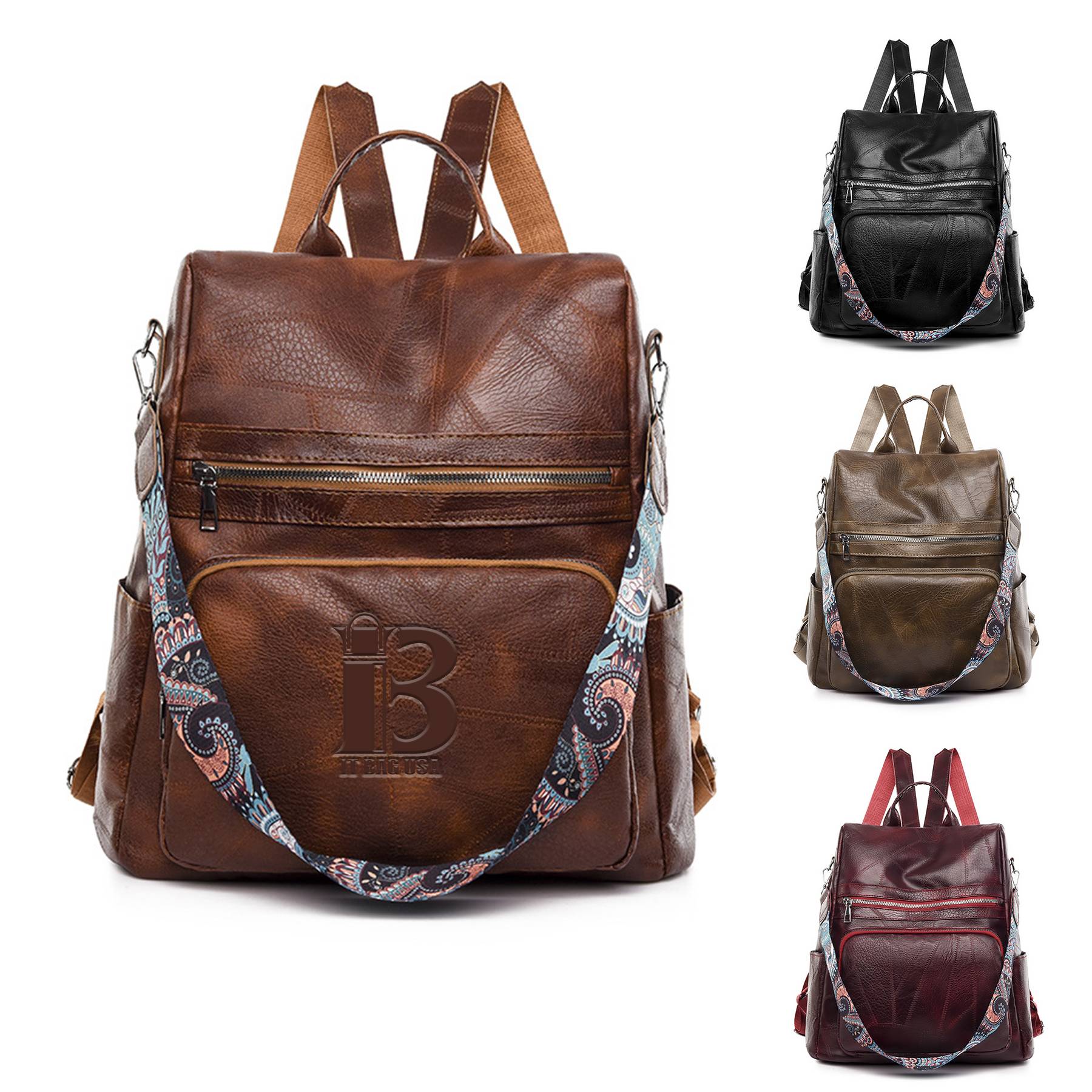 Polyurethane Women Waterproof Purse Travel Backpack 2