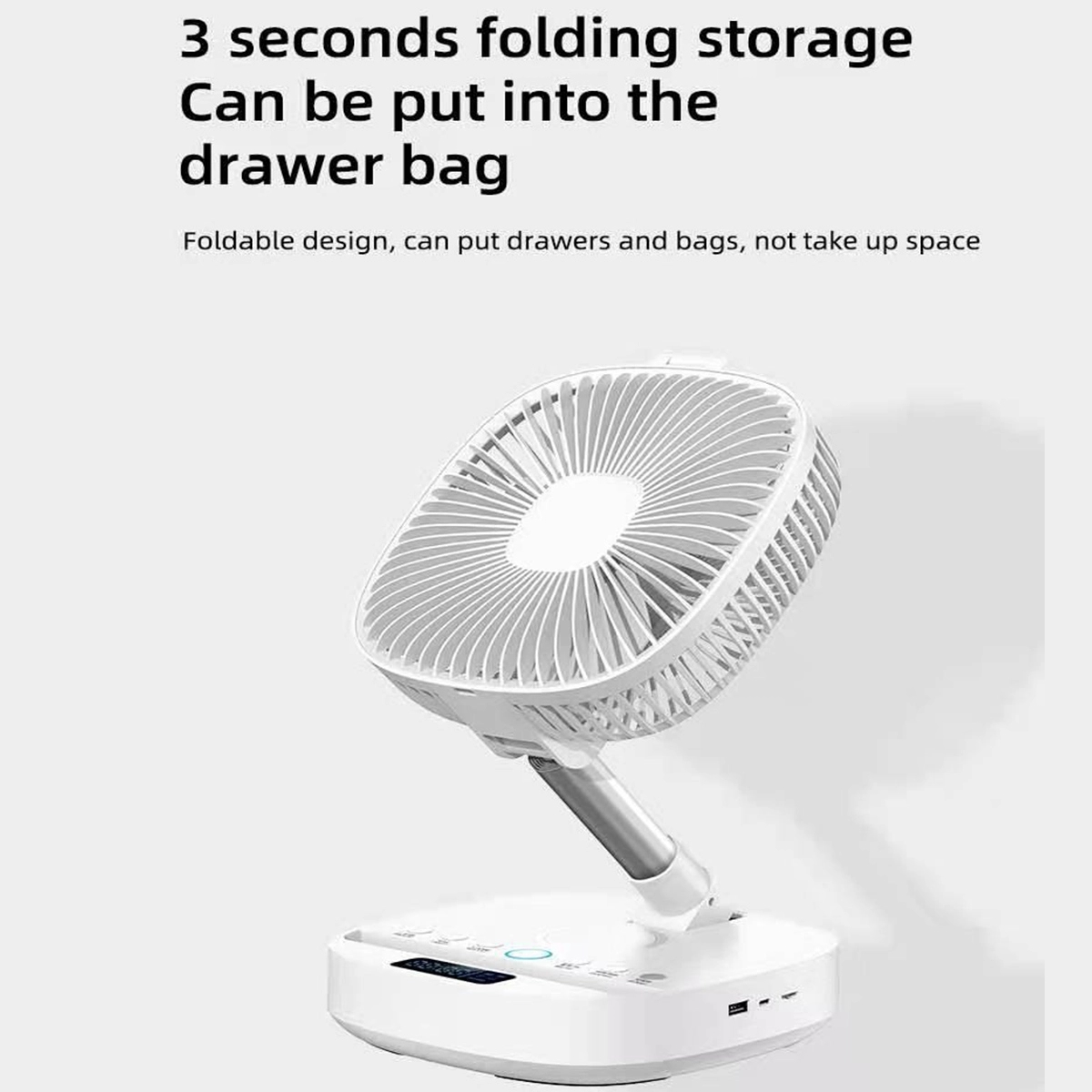 Wireless charging Clock Usb Speaker Led with Table Fan Stand 6
