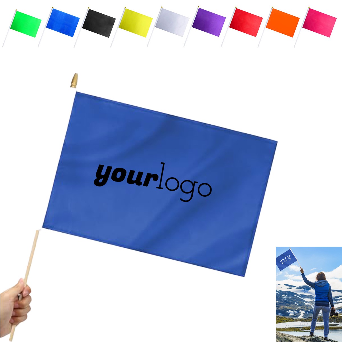 Polyester Square Handheld Flag for Events, Customization, and Celebrations 3