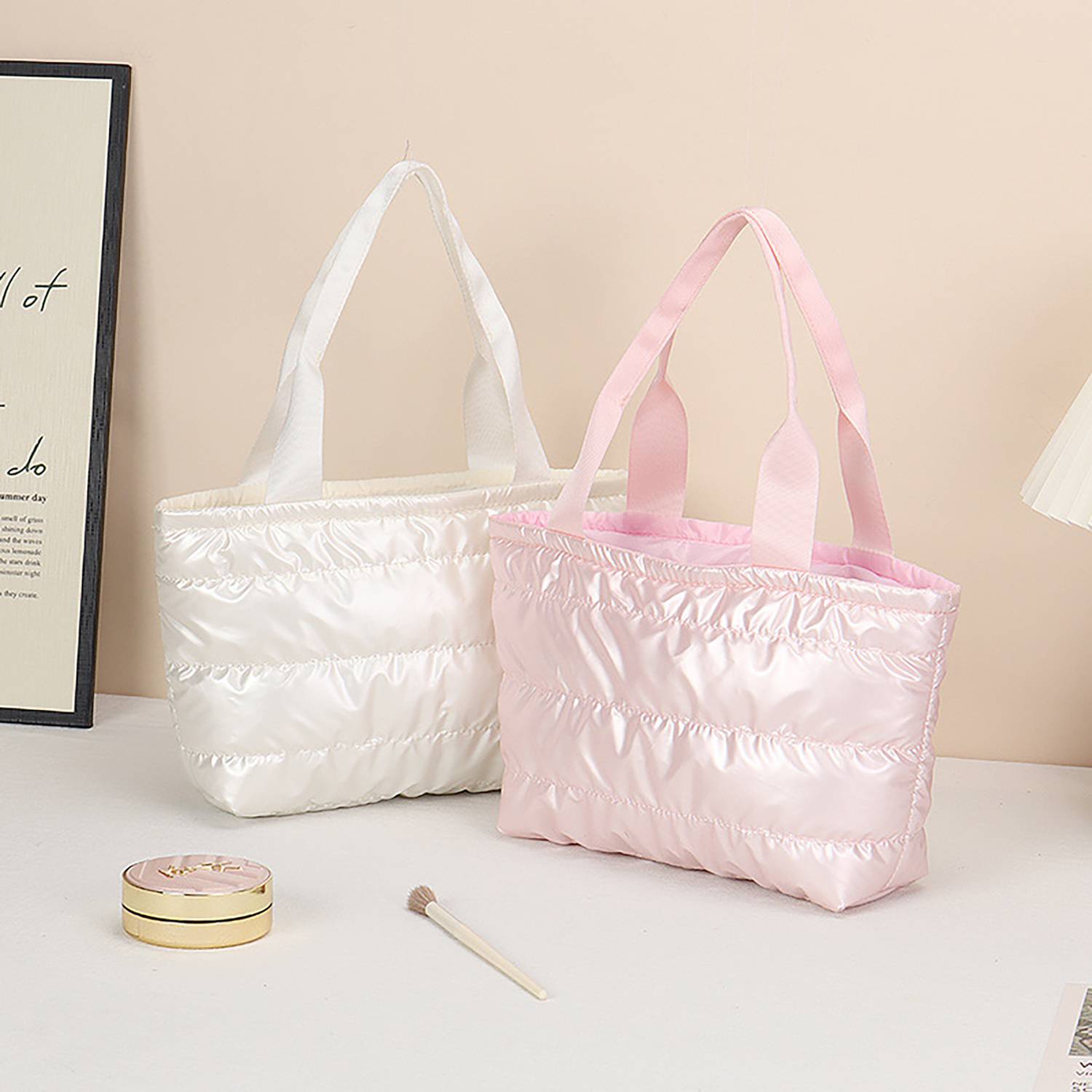 custom puffer tote bag, custom tote bag with logo imprint 6