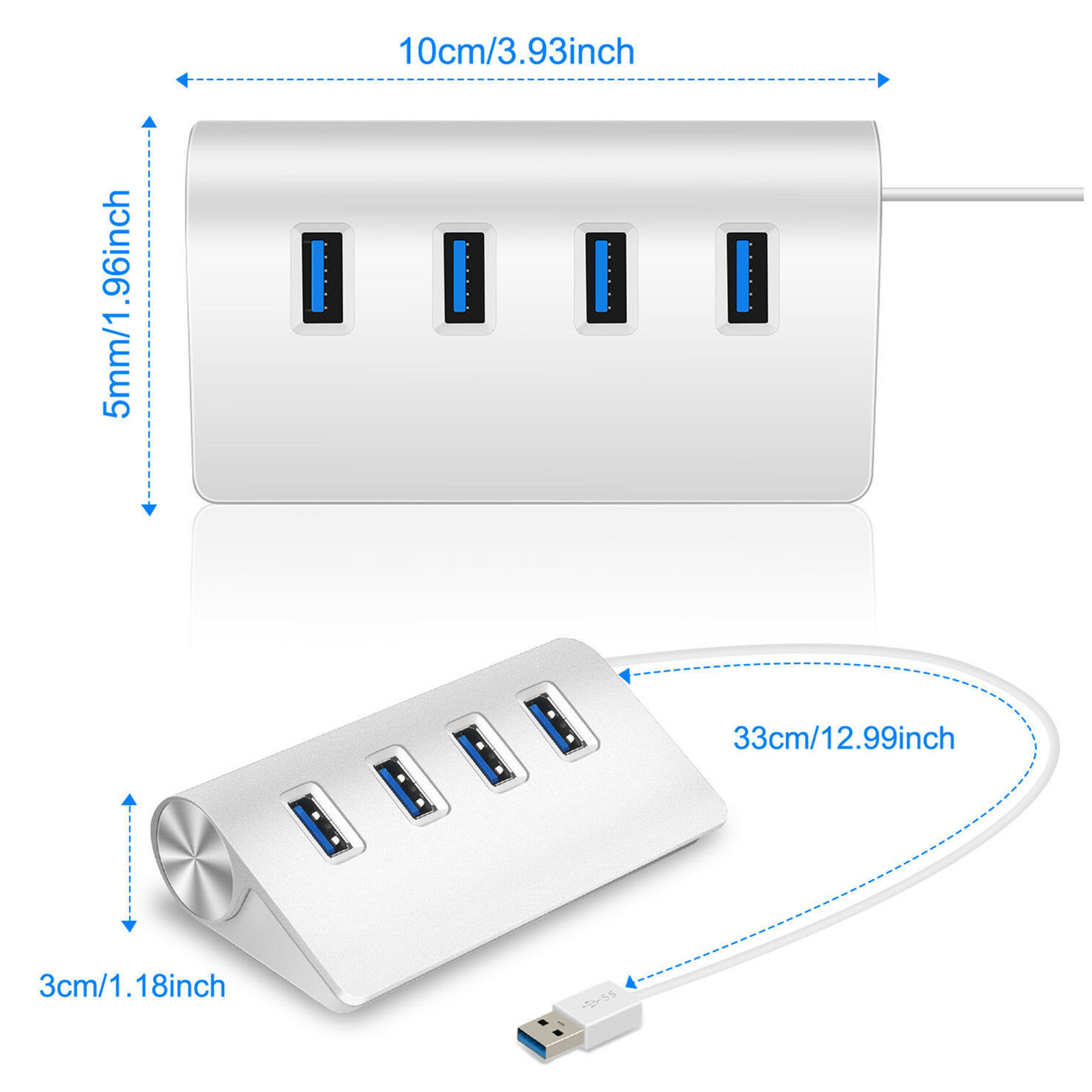Aluminum Alloy Compact Usb 3.0 Hub With 4 Ports And High-Speed Connectivity 1