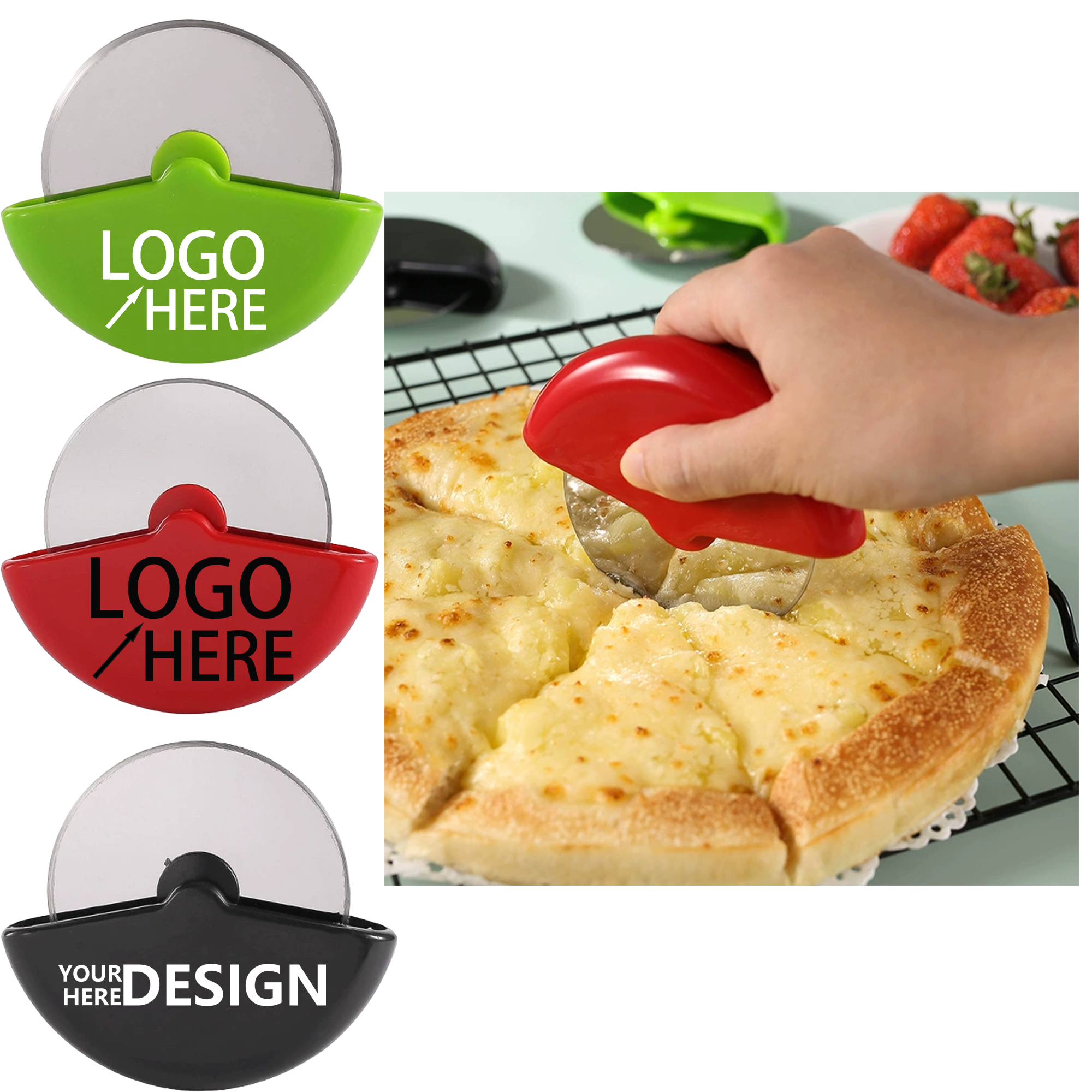 Stainless Steel and ABS Pizza Cutter 2