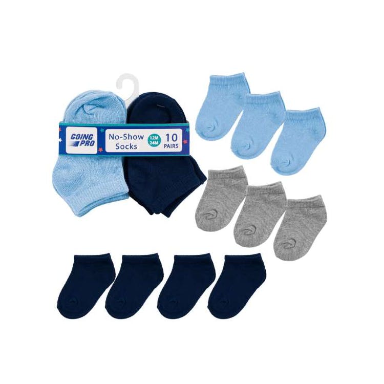 Boys' No-Show Socks - Asst Solids 12-24M 10 Pk 2