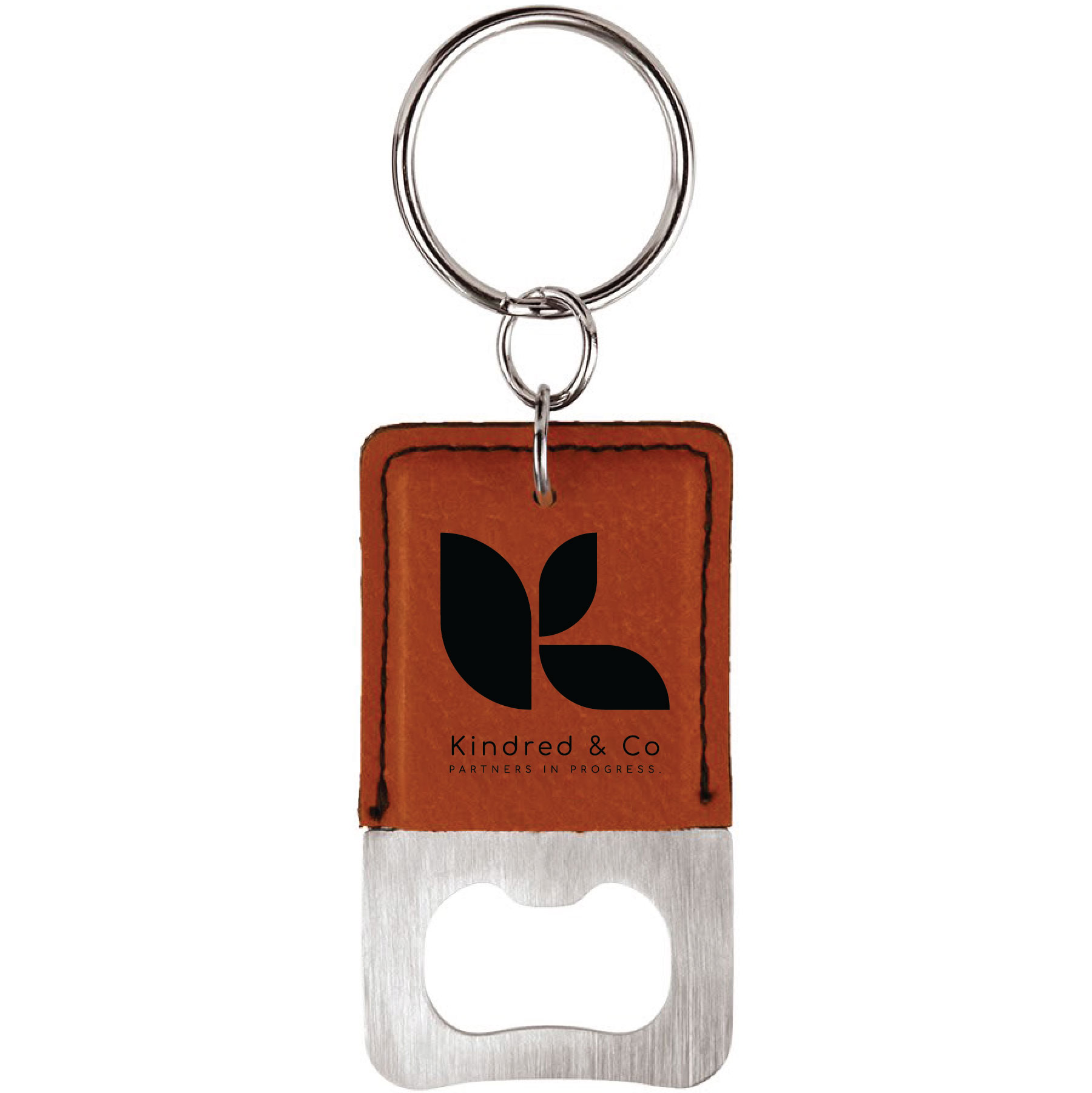 Rawhide Rectangle Leatherette Bottle Opener Keychain
