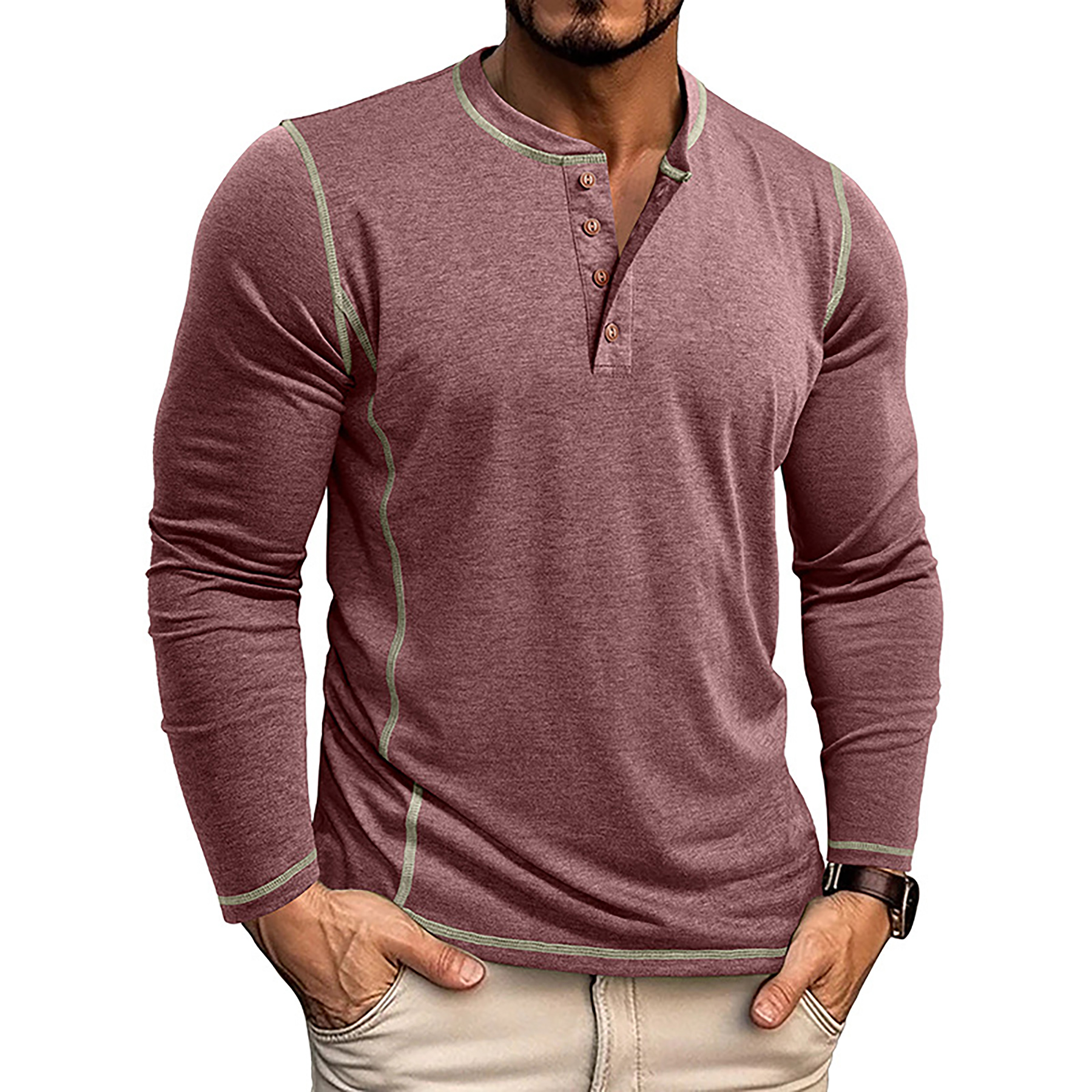 Men's Henley Shirt Long Sleeve 10