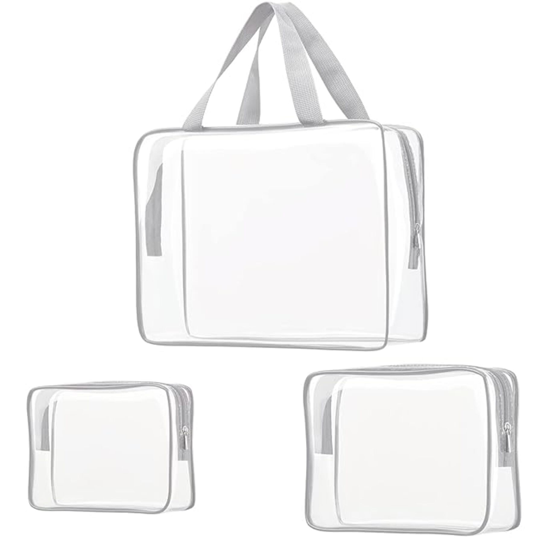 3Pcs Crystal Clear PVC Toiletry Bag Kit 6