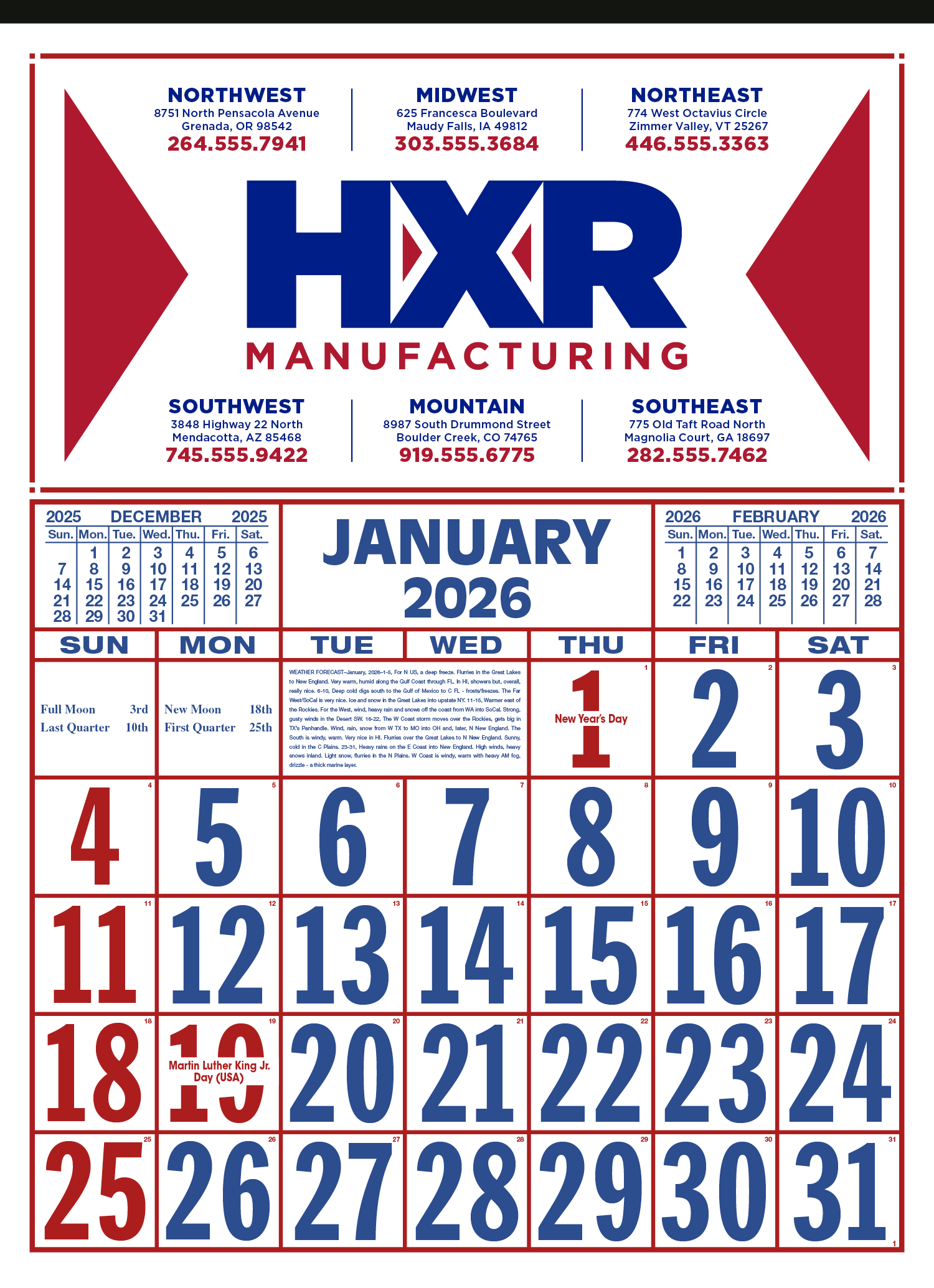Skinner & Kennedy® Commercial 12-Sheet Calendar 38
