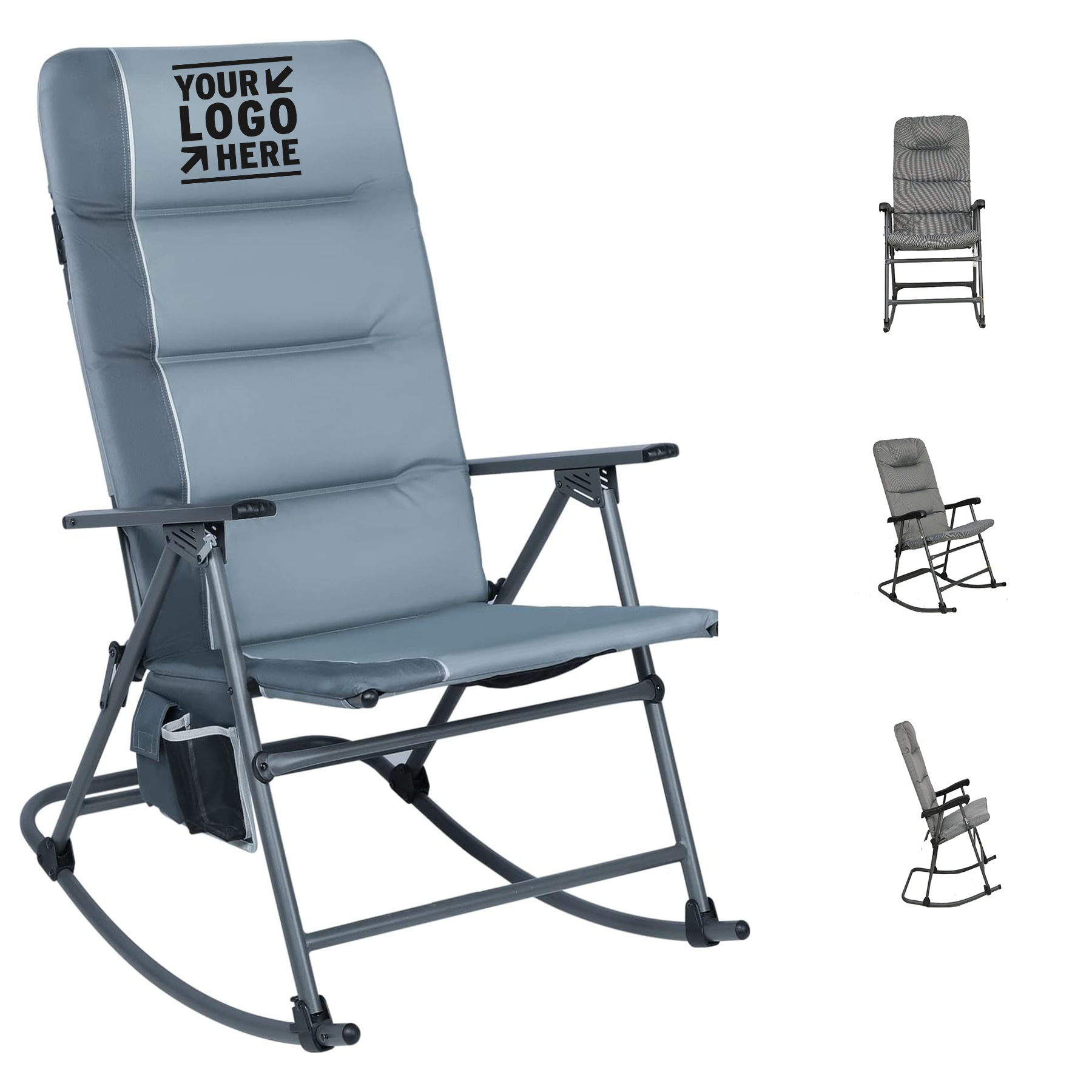 Support up to 300 lbs High Back Oversized Folding Padded Portable Outdoor Rocker Camping Chair 2