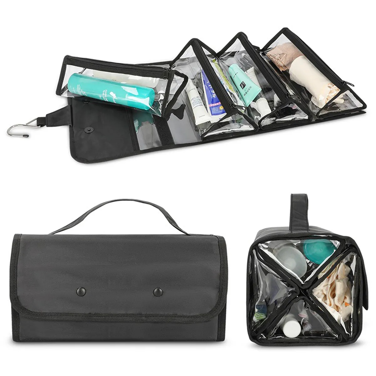 4 In 1 Detachable Hanging Roll-Up Travel Toiletry Makeup Bag 1