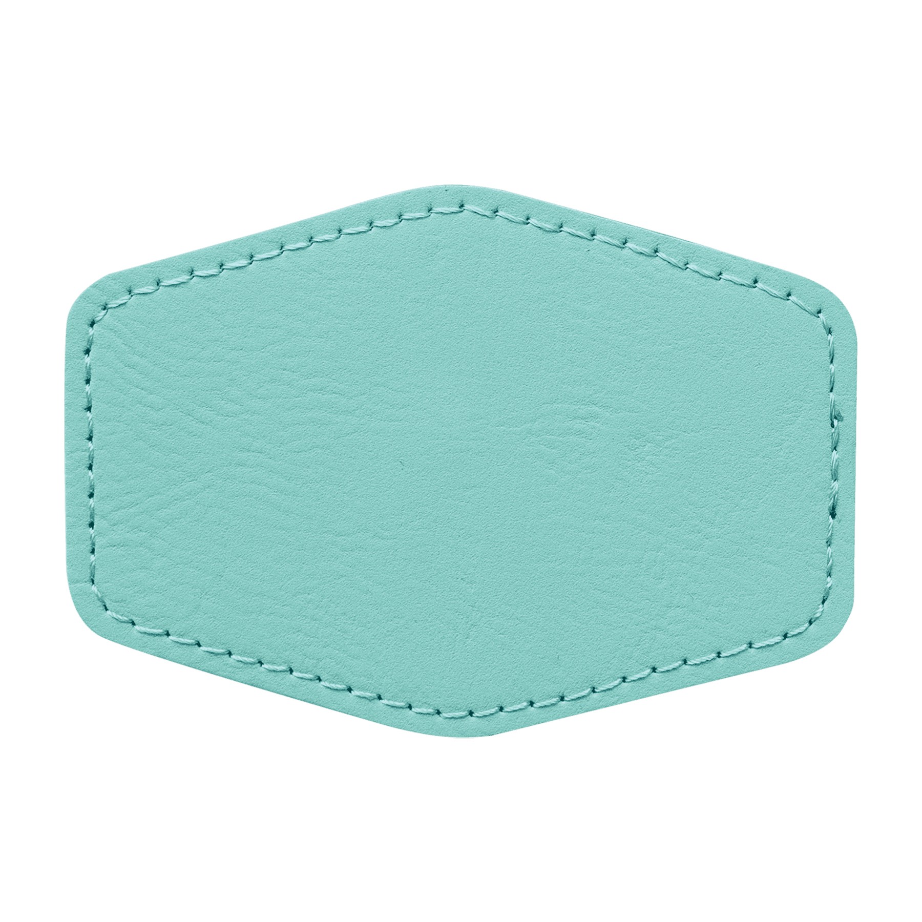 3" x 2" Teal Leatherette Hexagon Patch with Adhesive 2
