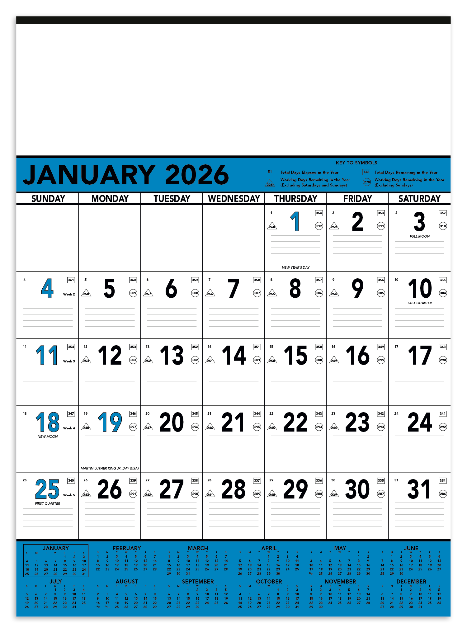 Triumph® Calendars Blue & Black Contractor Memo Calendar 10