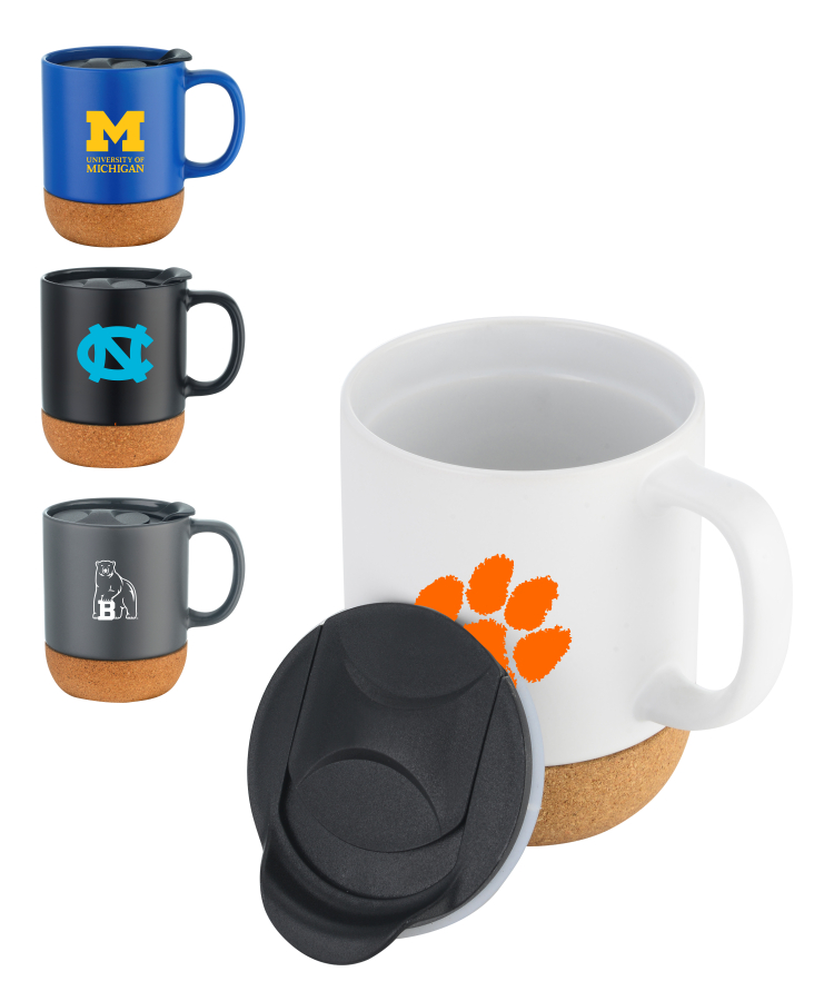 Union Printed - 12oz cork base ceramic mug w/ lid 1