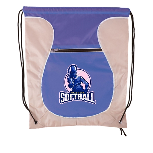 Multi-Panel Polyester Drawstring Bag w/ Rounded Bulb Pocket 3