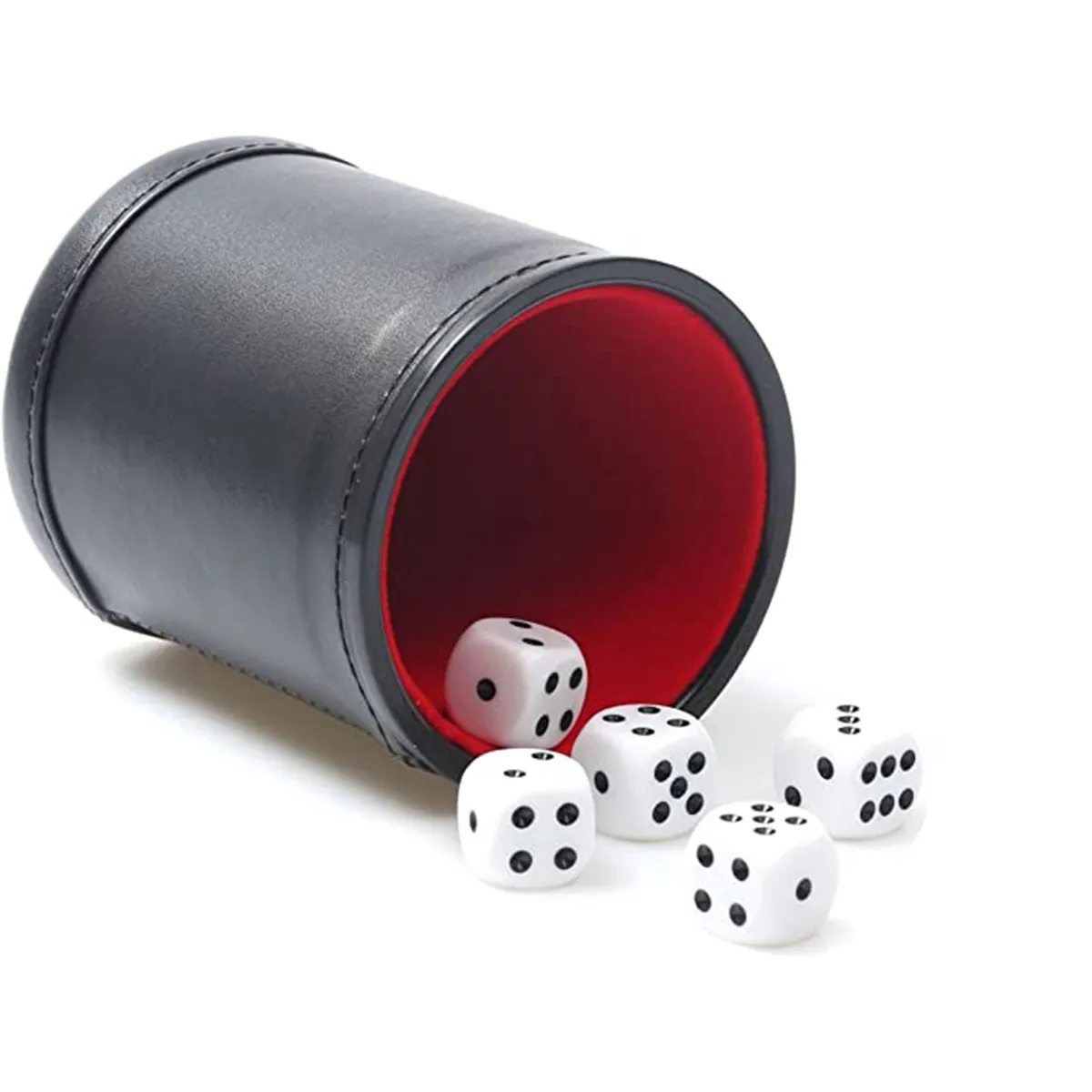 PU Leather Dice Cup With 5 Dices 2