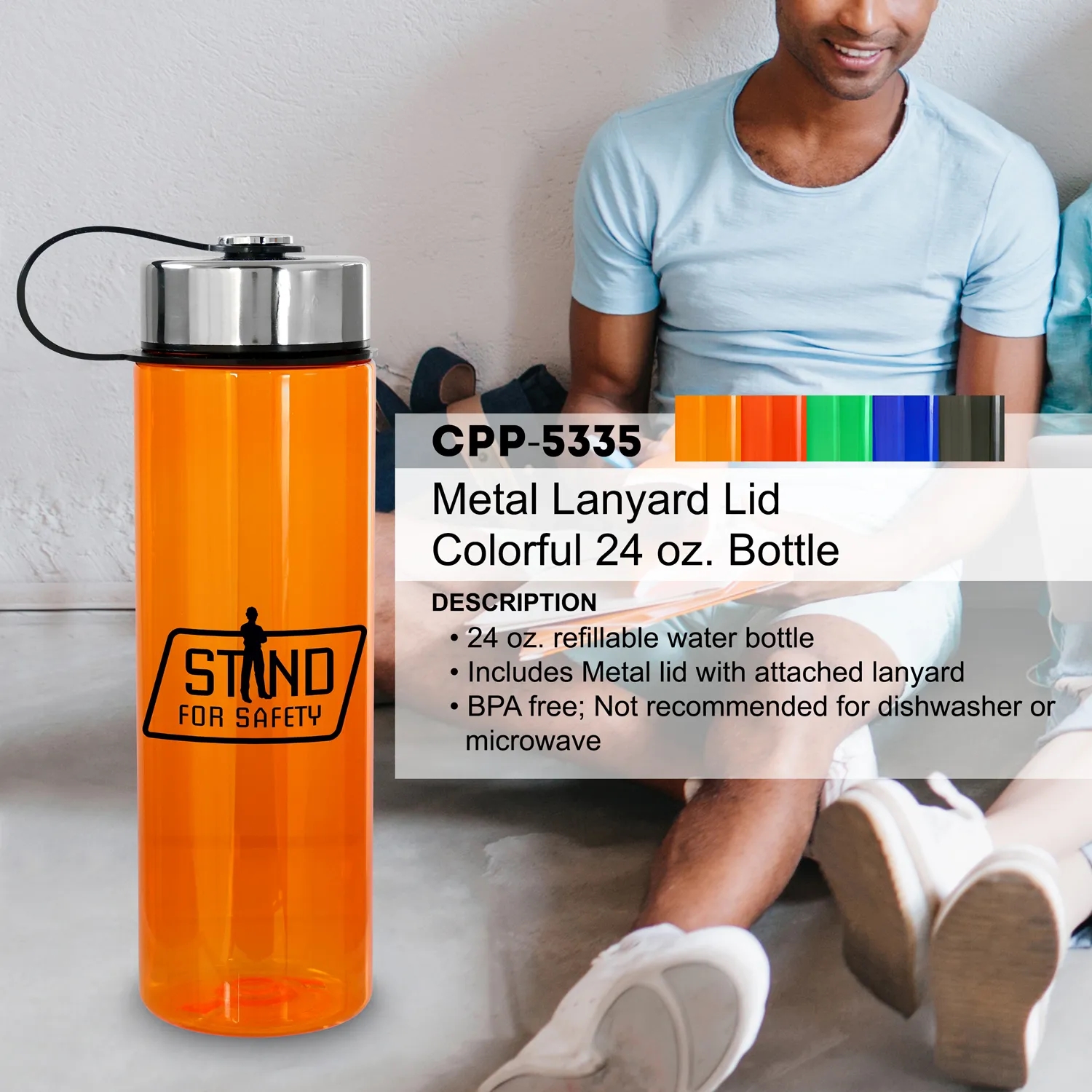 Metal Lanyard Lid Colorful 24oz Bottle, custom water bottle with logo imprint 15