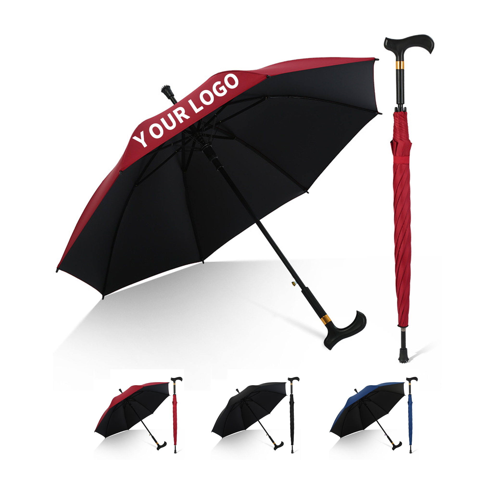 Walking Cane Style Automatic Umbrella 41.73" Length x 32.67" Width 4
