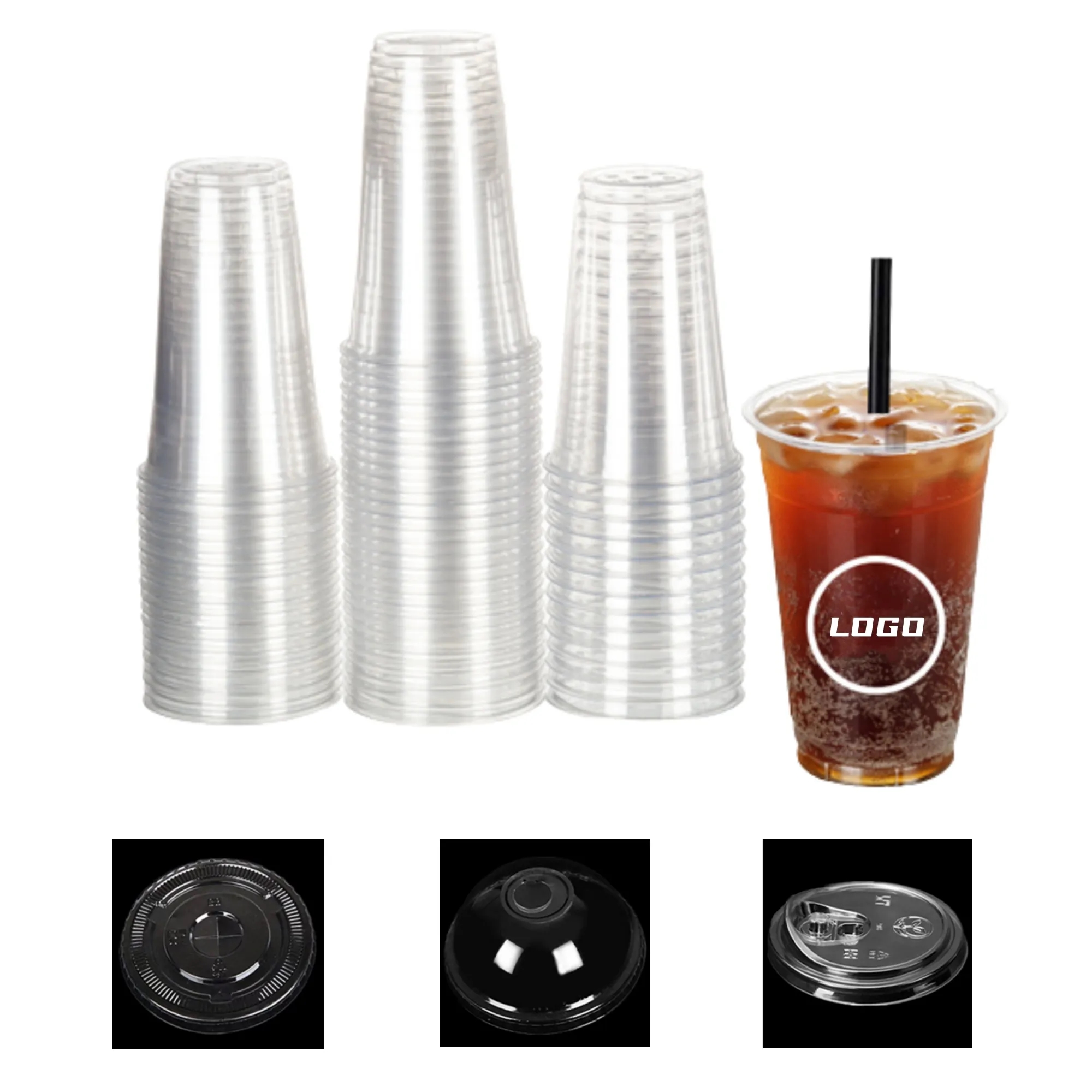 16oz Disposable Clear PET Coffee Cup With Lid