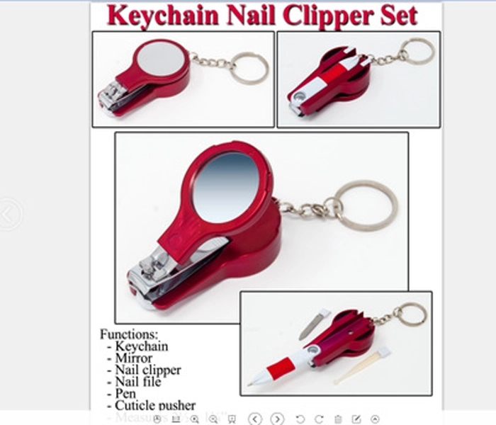 Multi-Use Keychain Nail Clipper Mirror With Ballpoint Pen 3