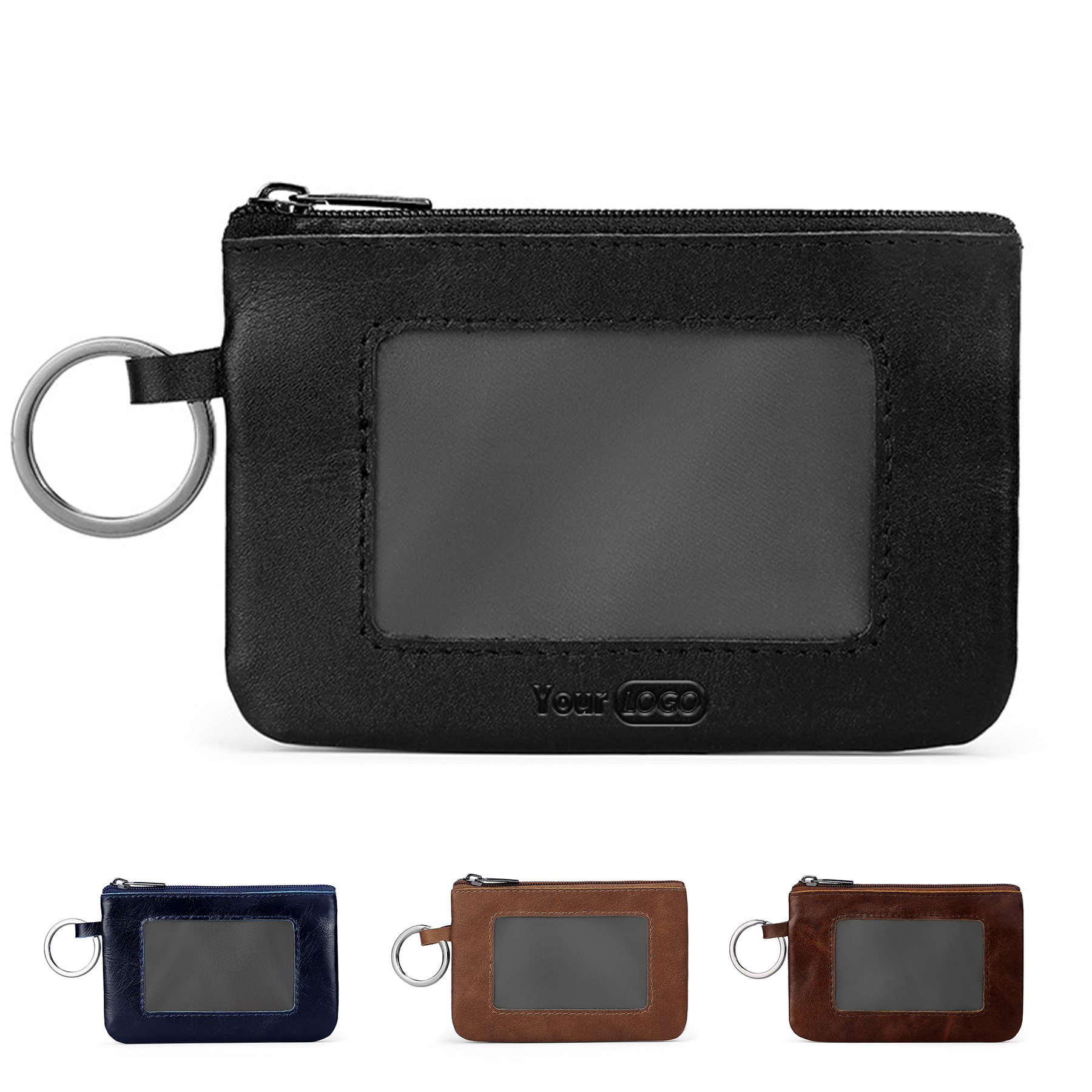 Genuine Leather Vintage multi-functional zippered coin purse 8