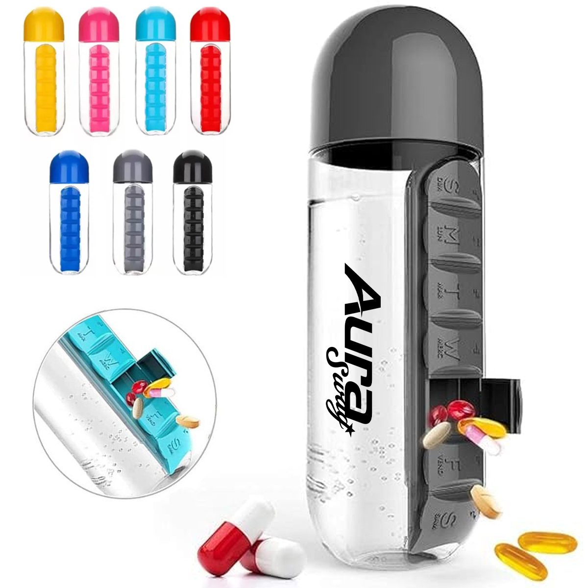 2-in-1 Pill Organizer Water Bottle 4