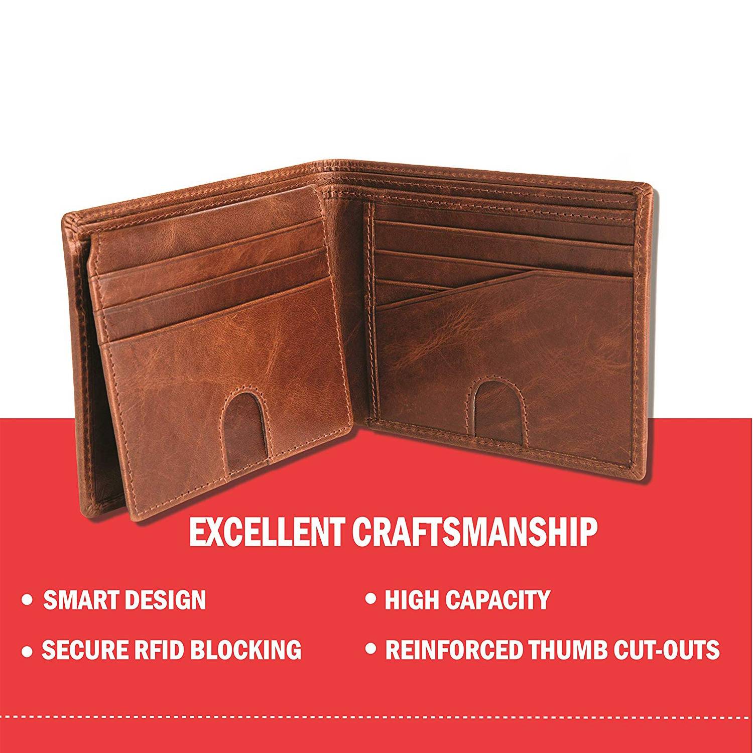Men's Geniune Leather Bifold Wallet 6