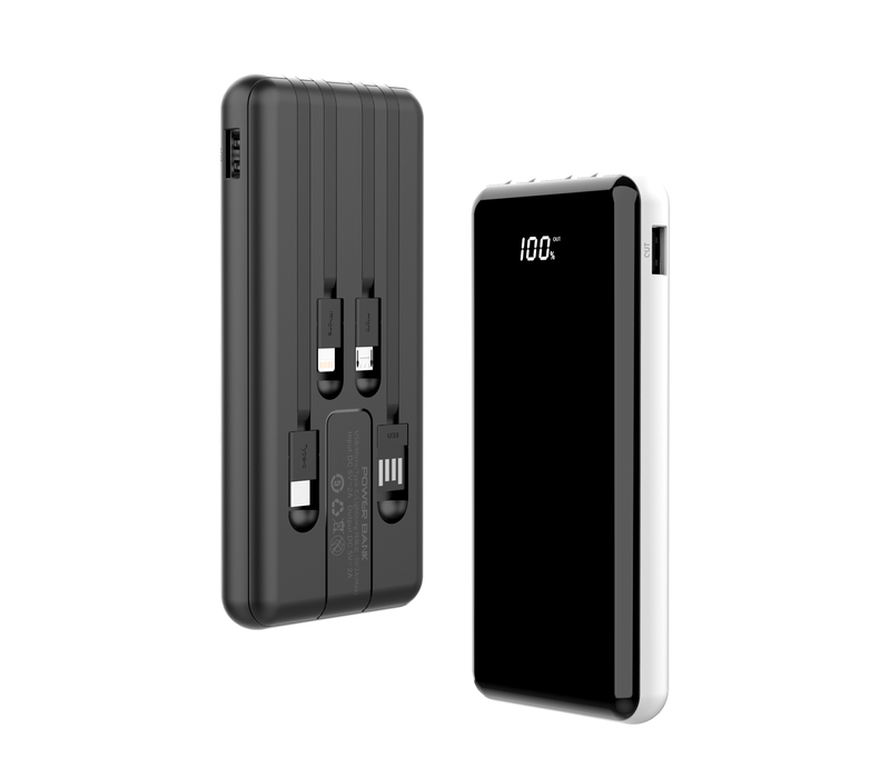 Slim Power Bank with 4 Built-in Cables - 10000 mAh 2