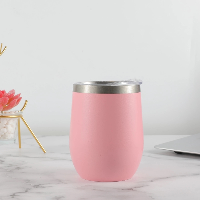 Powder Coated Stainless Steel 12 oz Wine Glass Tumbler 6