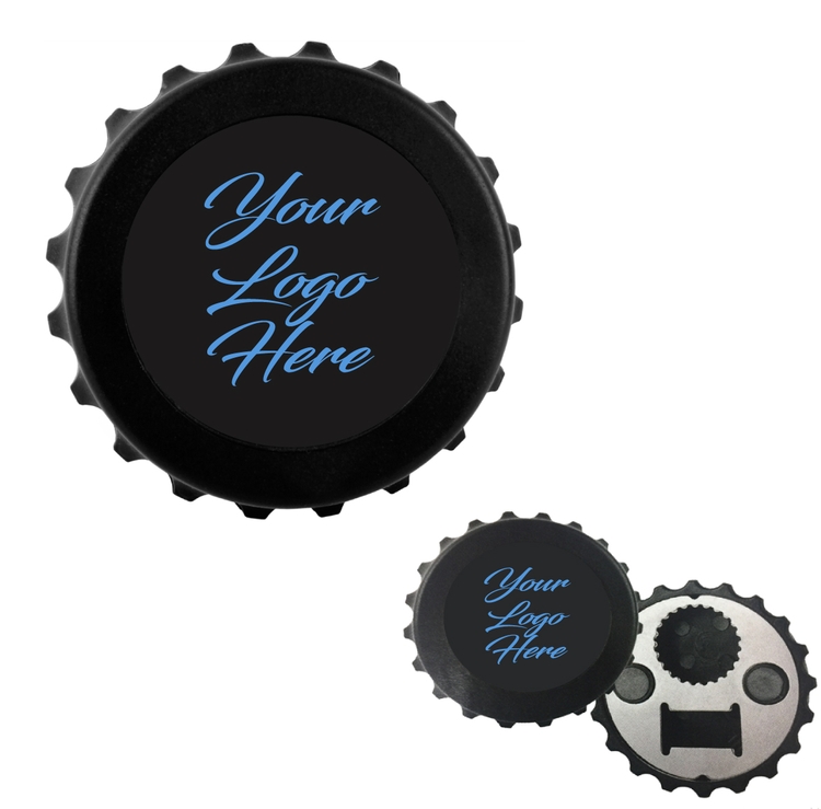 3" Black Magnetic Bottle-Cap Shaped Bottle Opener 2