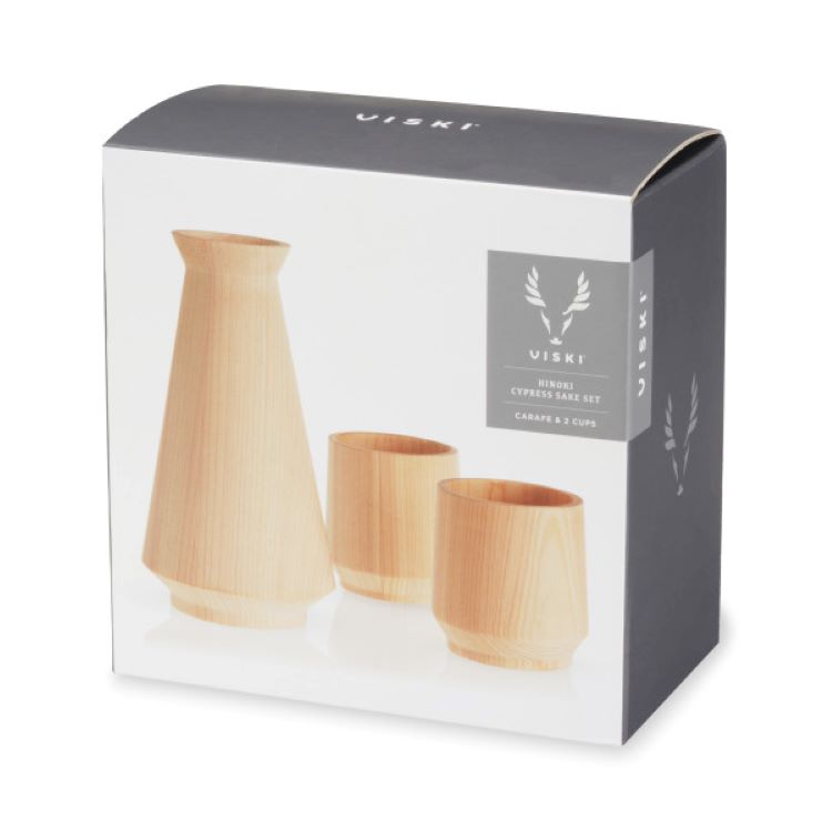 Viski® 3-Piece Hinoki Cypress Sake Set 4