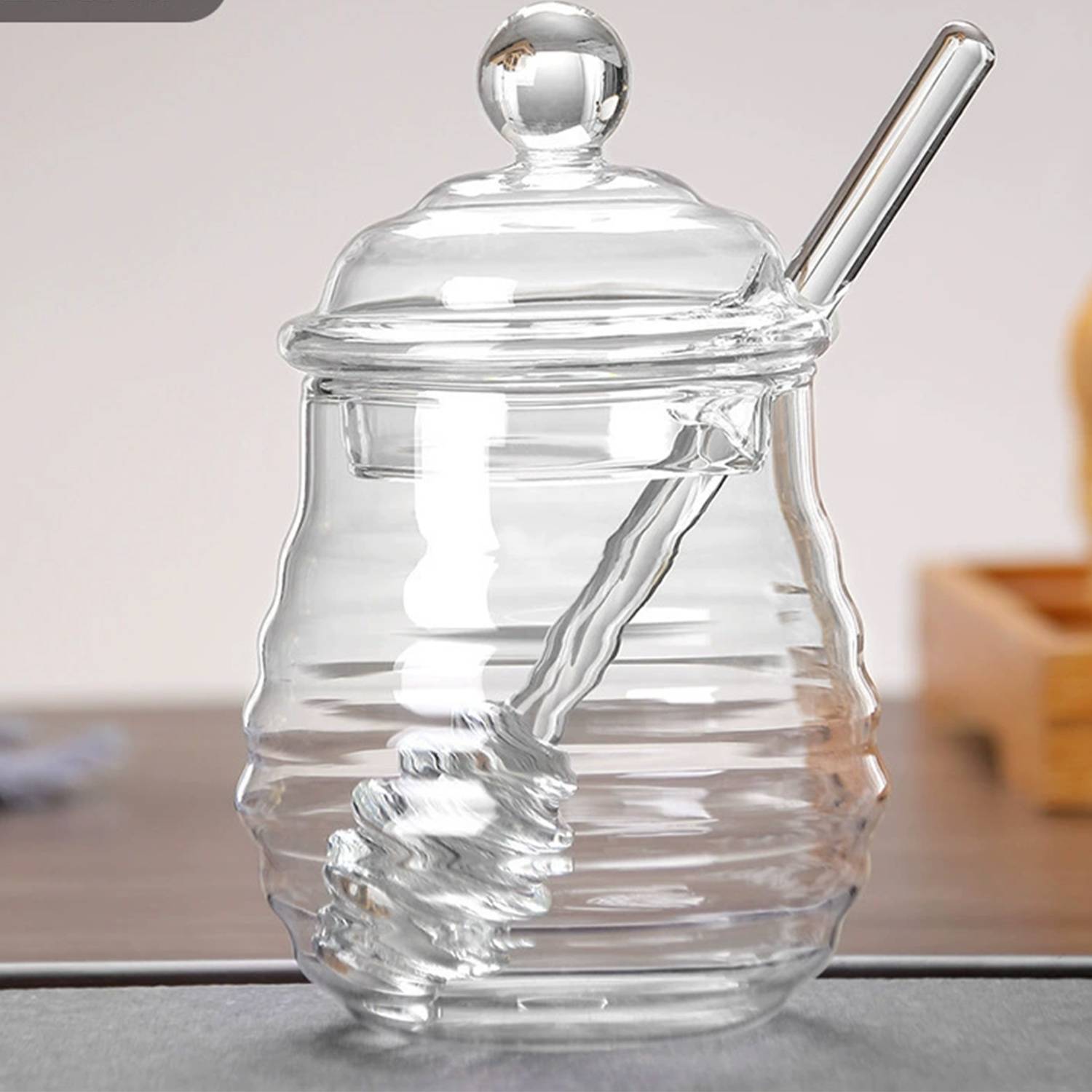 9.5 oz Glass Honey Jar w/ Dipper 5